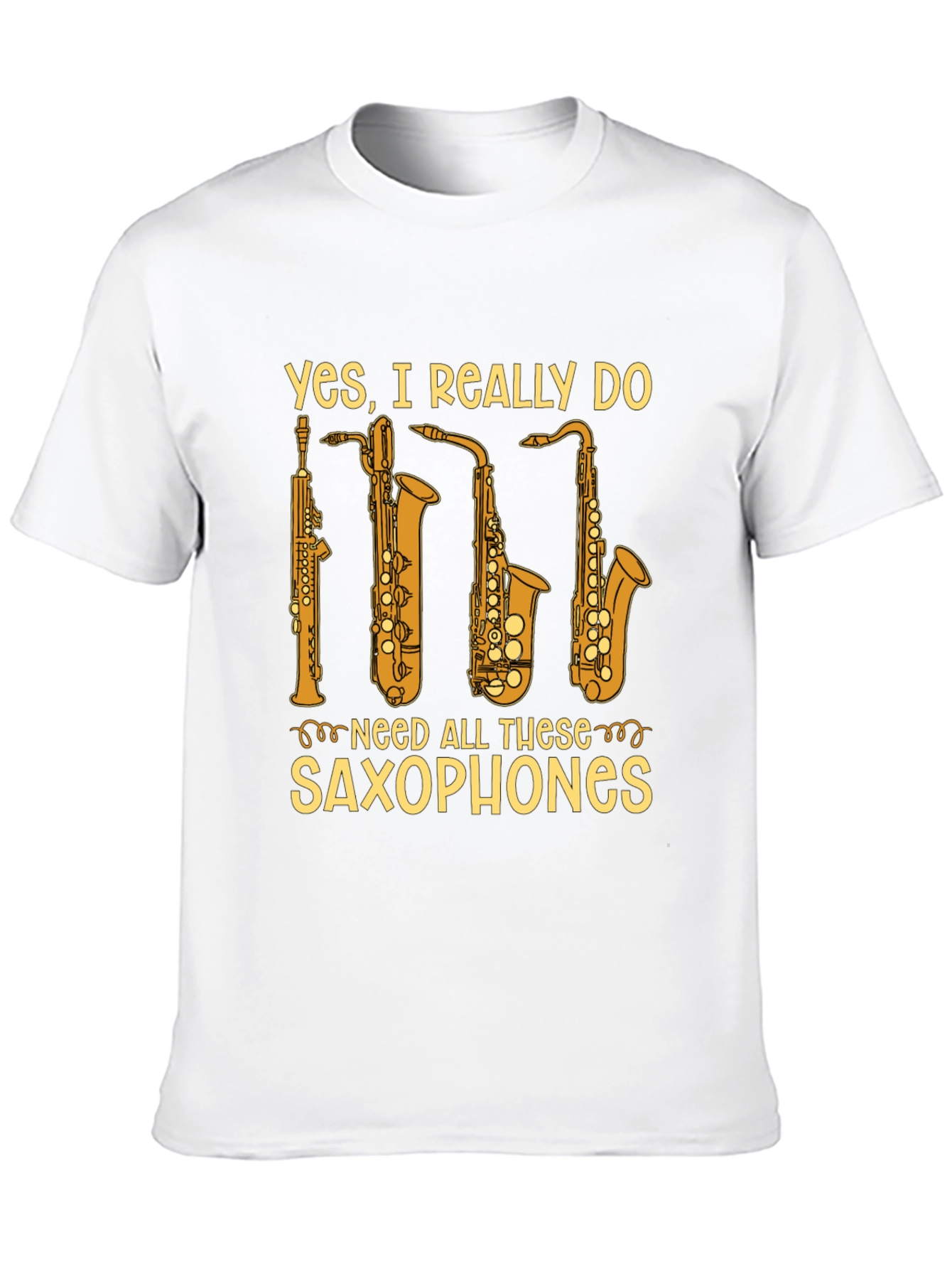 Black Saxophone Lover T-Shirt - Yes, I Need All These Saxophones! view 10