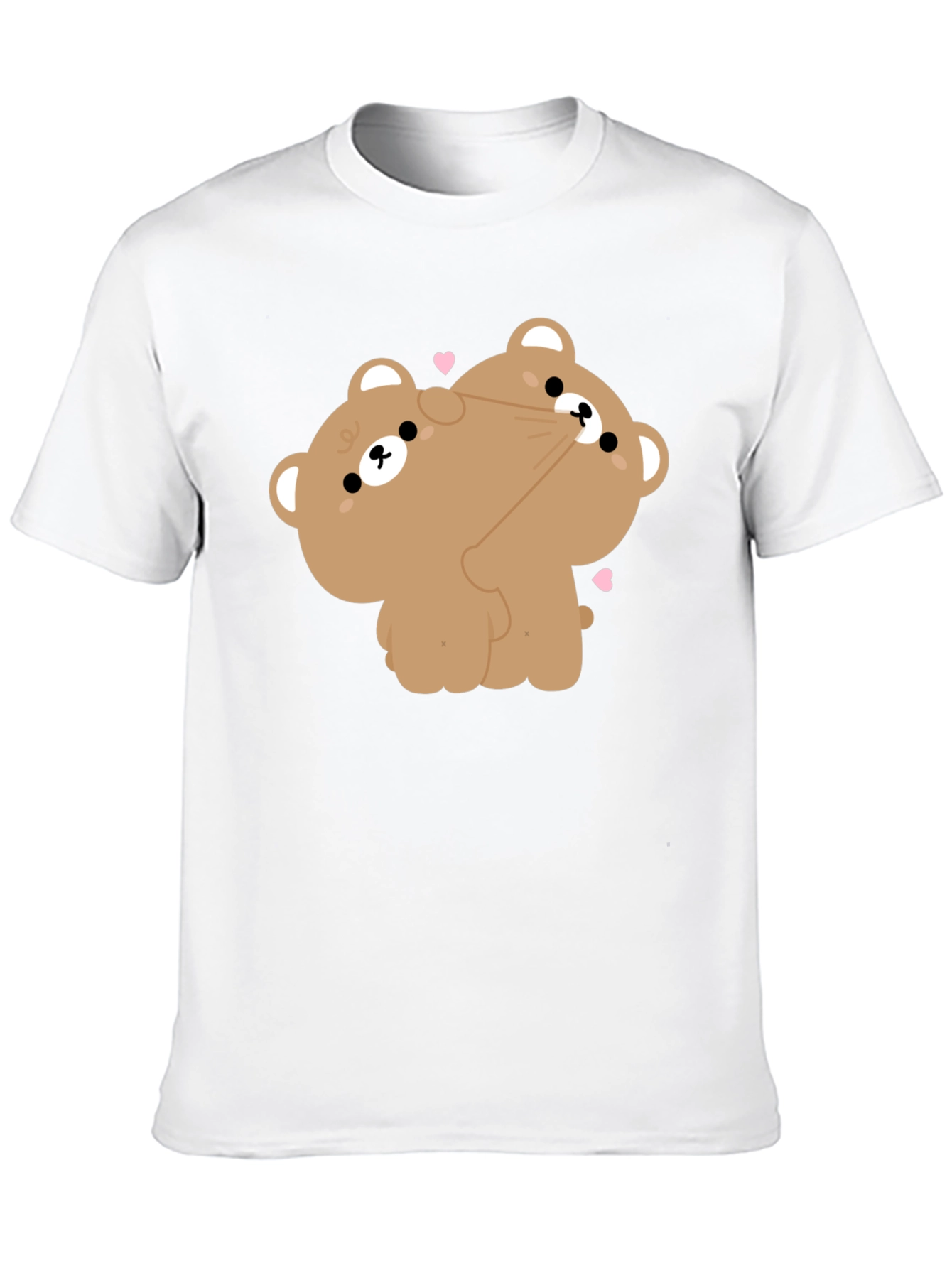 Black Cute Bear Hug Graphic Tee - Soft Black Cotton Shirt view 10