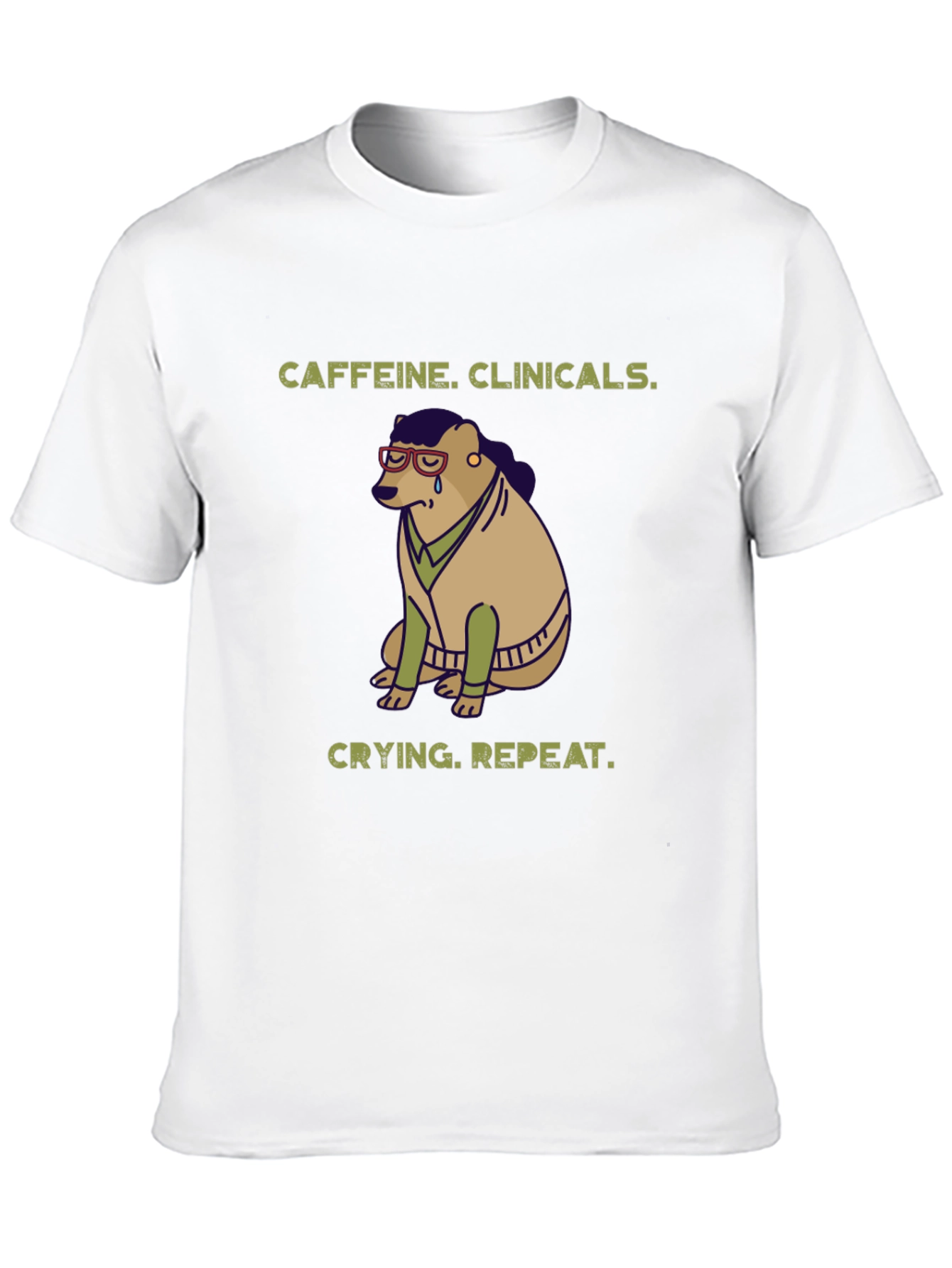 Black Caffeine Clinicals Crying Repeat Black Graphic T-Shirt view 10