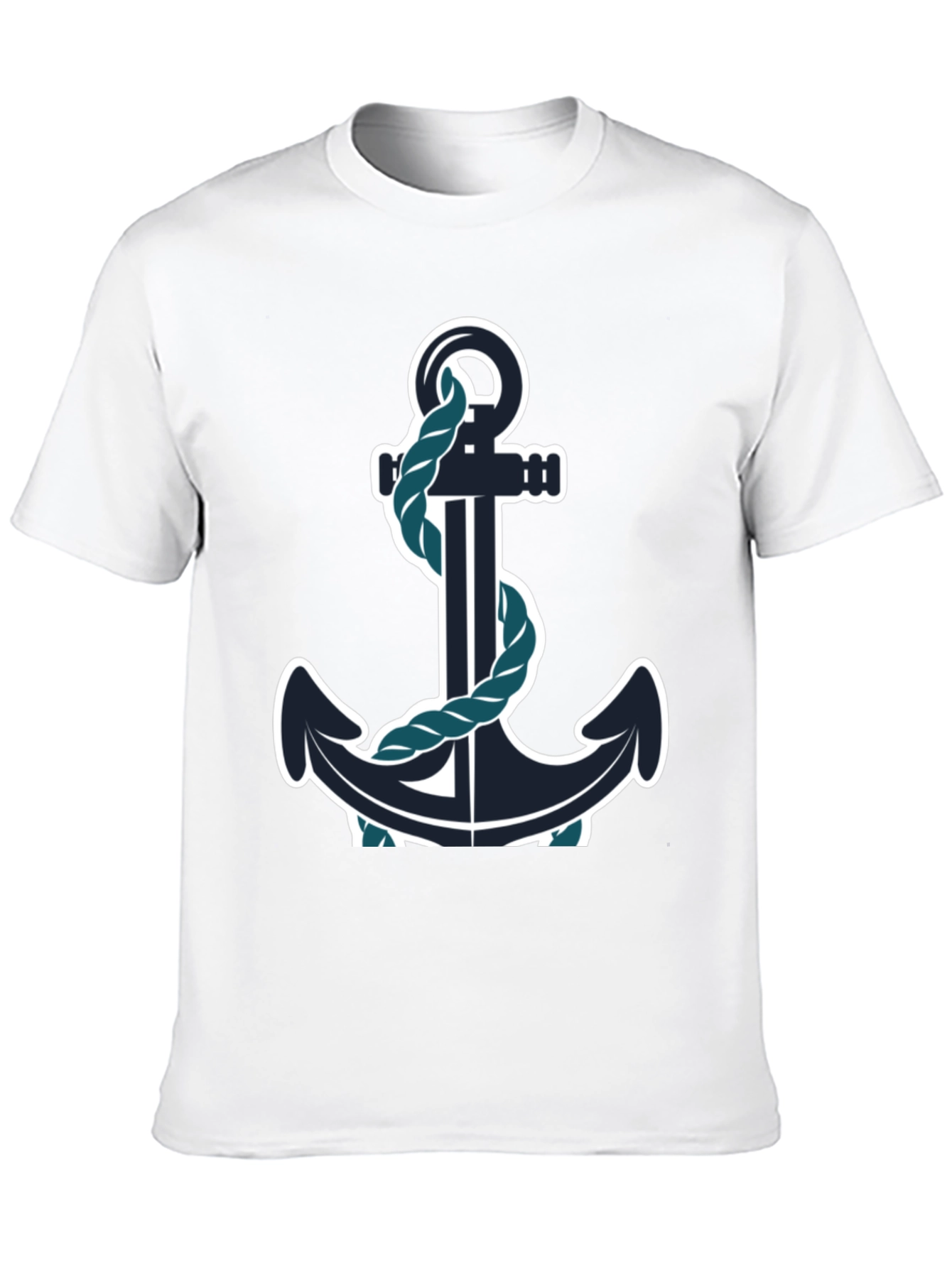 Black Nautical Anchor Graphic Tee - Black Cotton Blend view 10