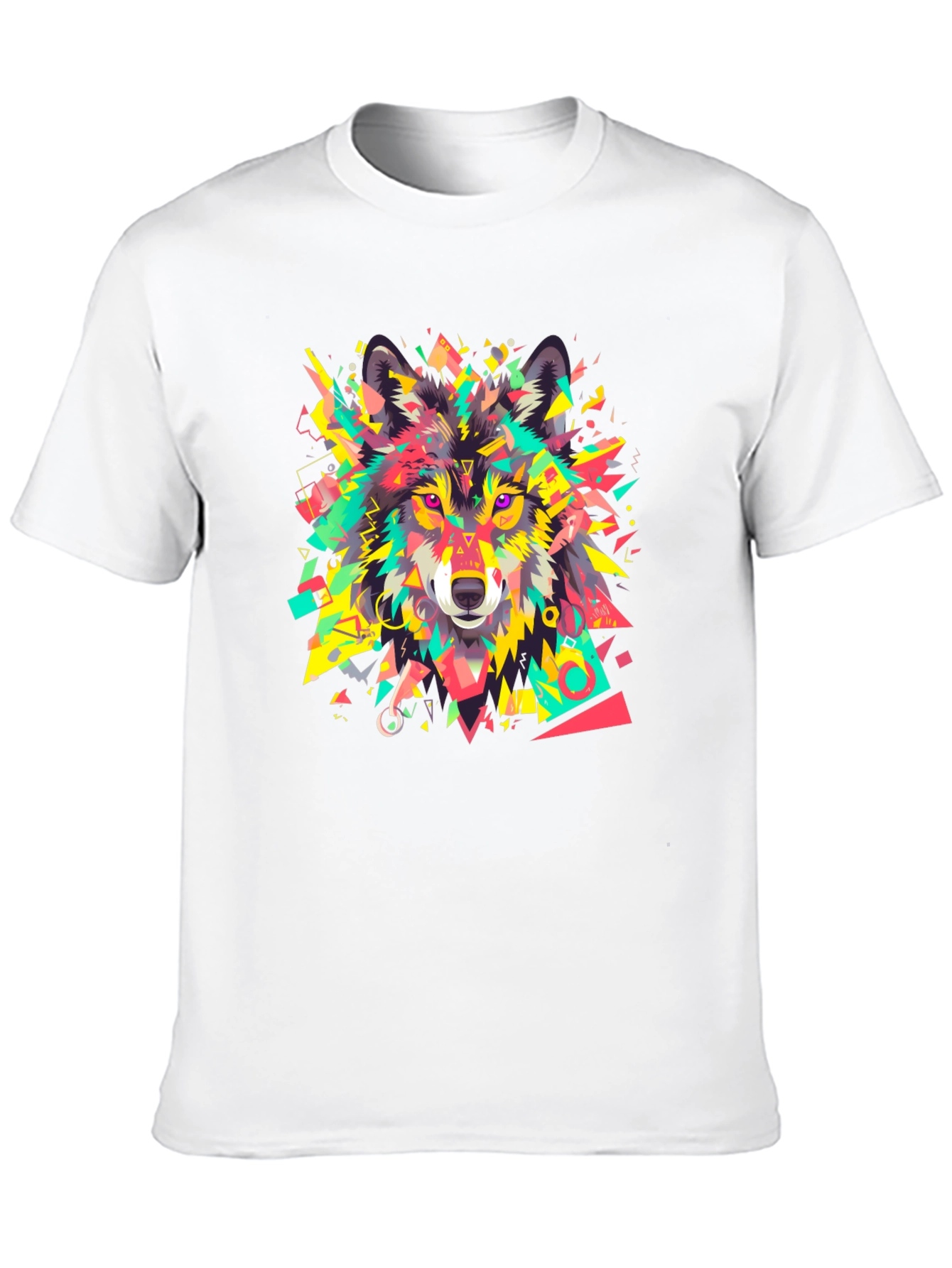 Black Geometric Wolf Graphic Black T-Shirt view 10