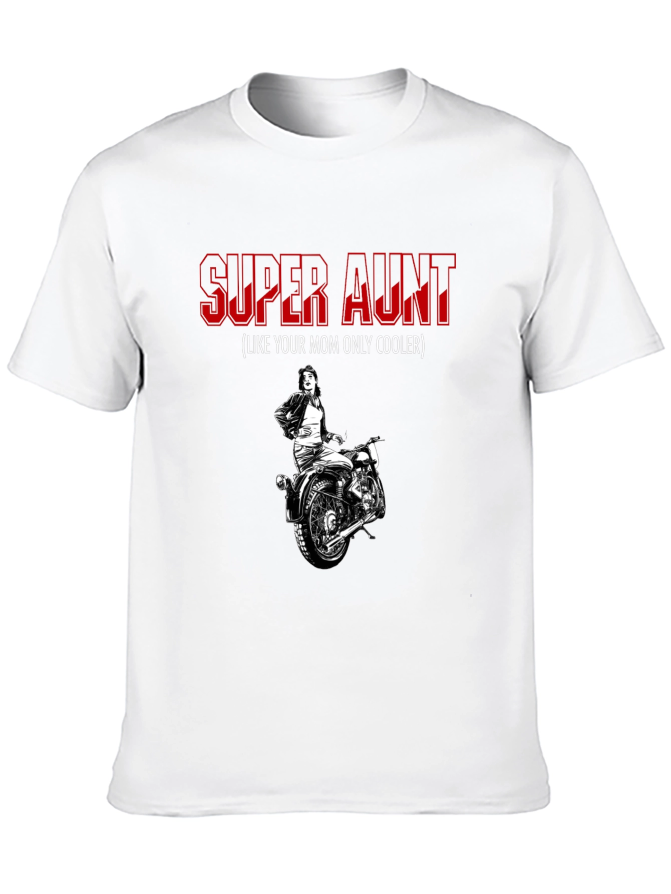Black Super Aunt T-Shirt: Motorcycle Design, Cool Aunt Gift view 10