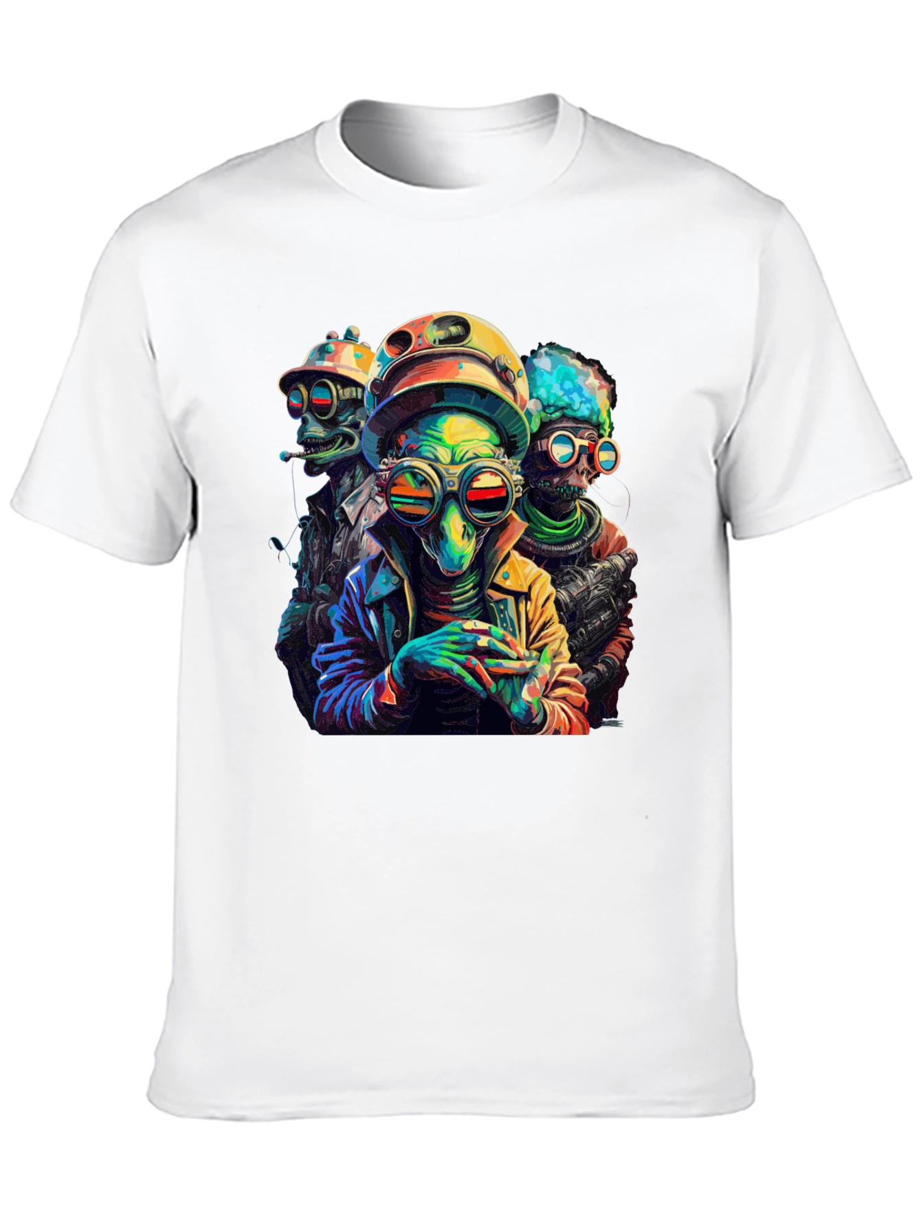 Colorful Alien Crew Graphic Black T-Shirt - 10