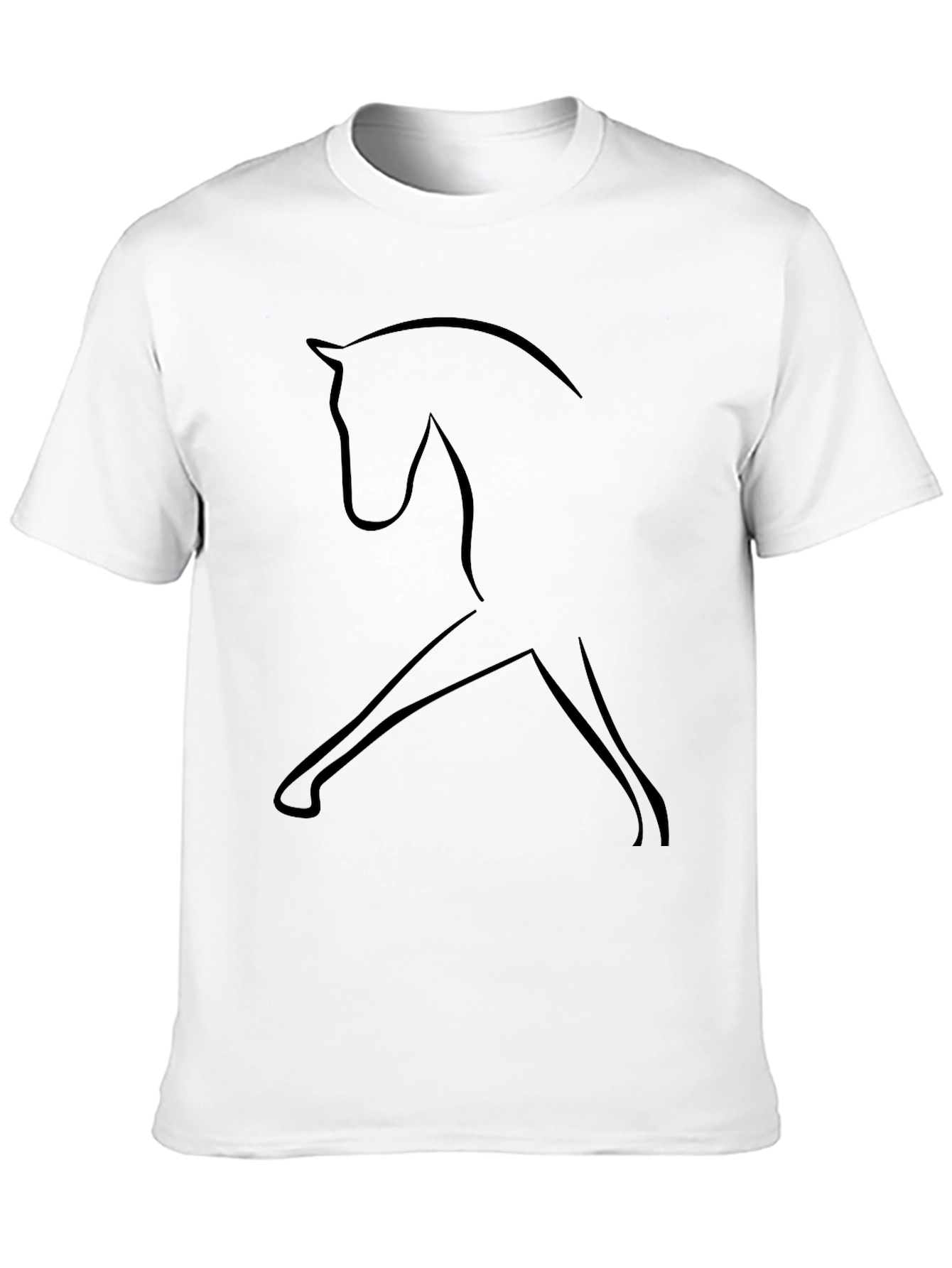 Black Minimalist Horse Outline Black T-Shirt view 10