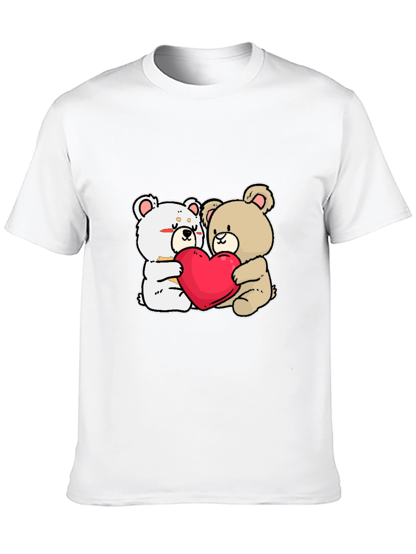 Black Cute Bears Hugging Heart T-Shirt view 10