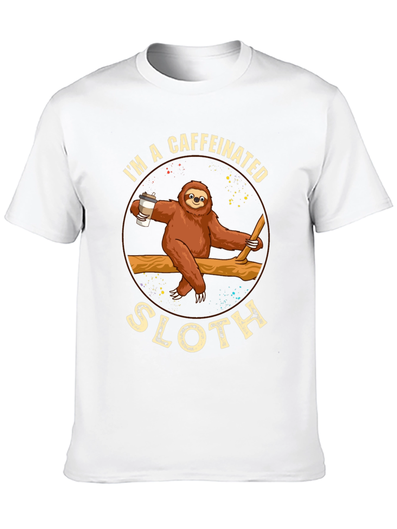 Black Caffeinated Sloth Graphic T-Shirt - Unisex view 10