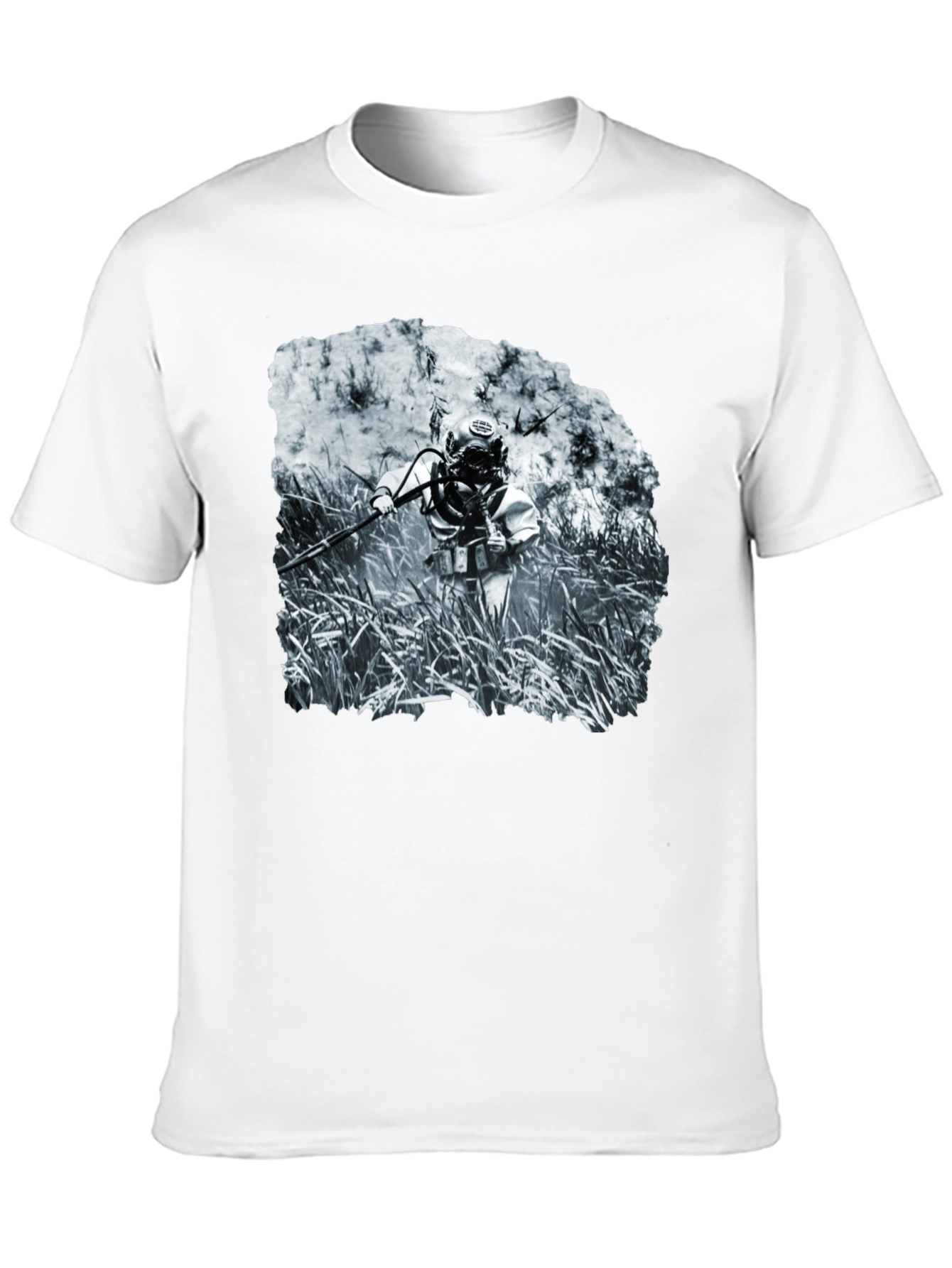 Black Vintage Diver Graphic Tee - Black Crew Neck view 10