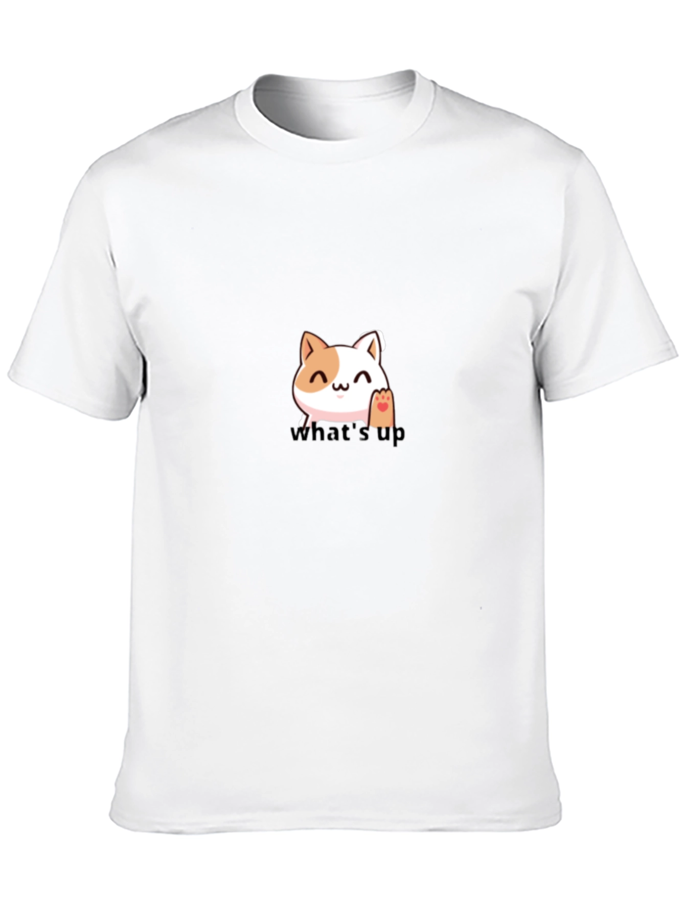 Black Cute Cat "What's Up" Graphic T-Shirt view 10