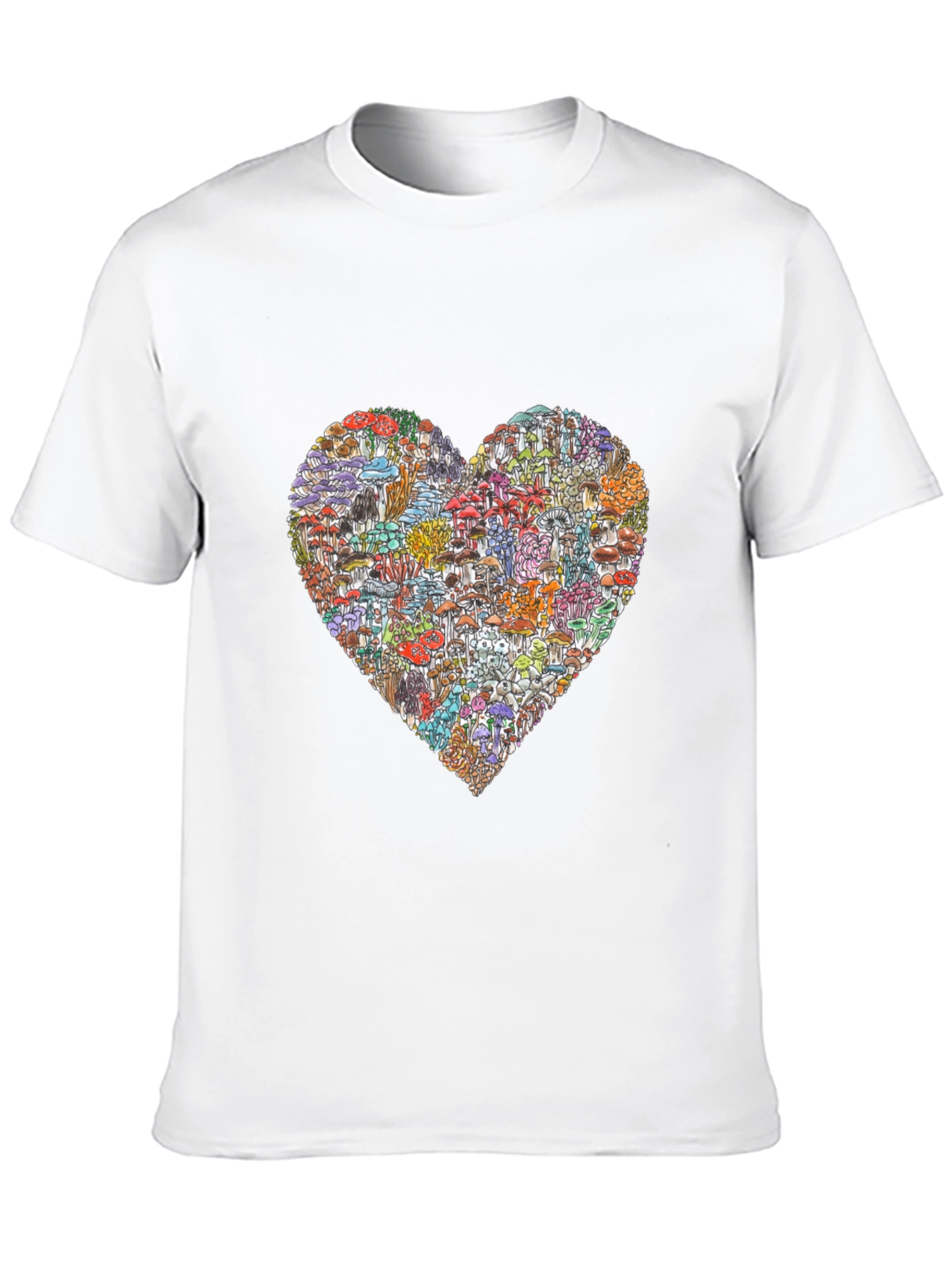 Black Mushroom Heart Graphic T-Shirt - Unique Design view 10