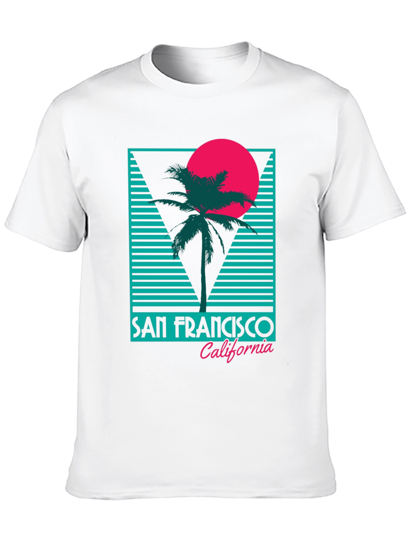 Black Retro San Francisco T-Shirt Palm Tree Sunset Design view 10
