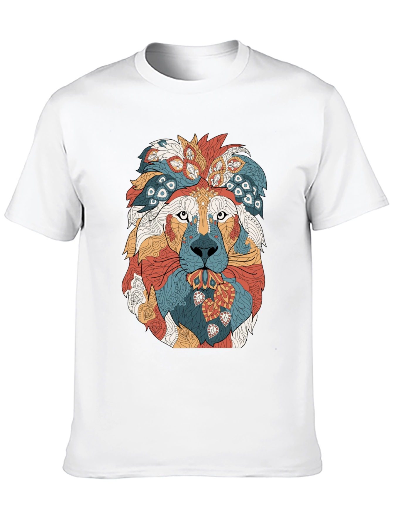 Black Lion Graphic Print Crew Neck T-Shirt - Artistic Design view 10