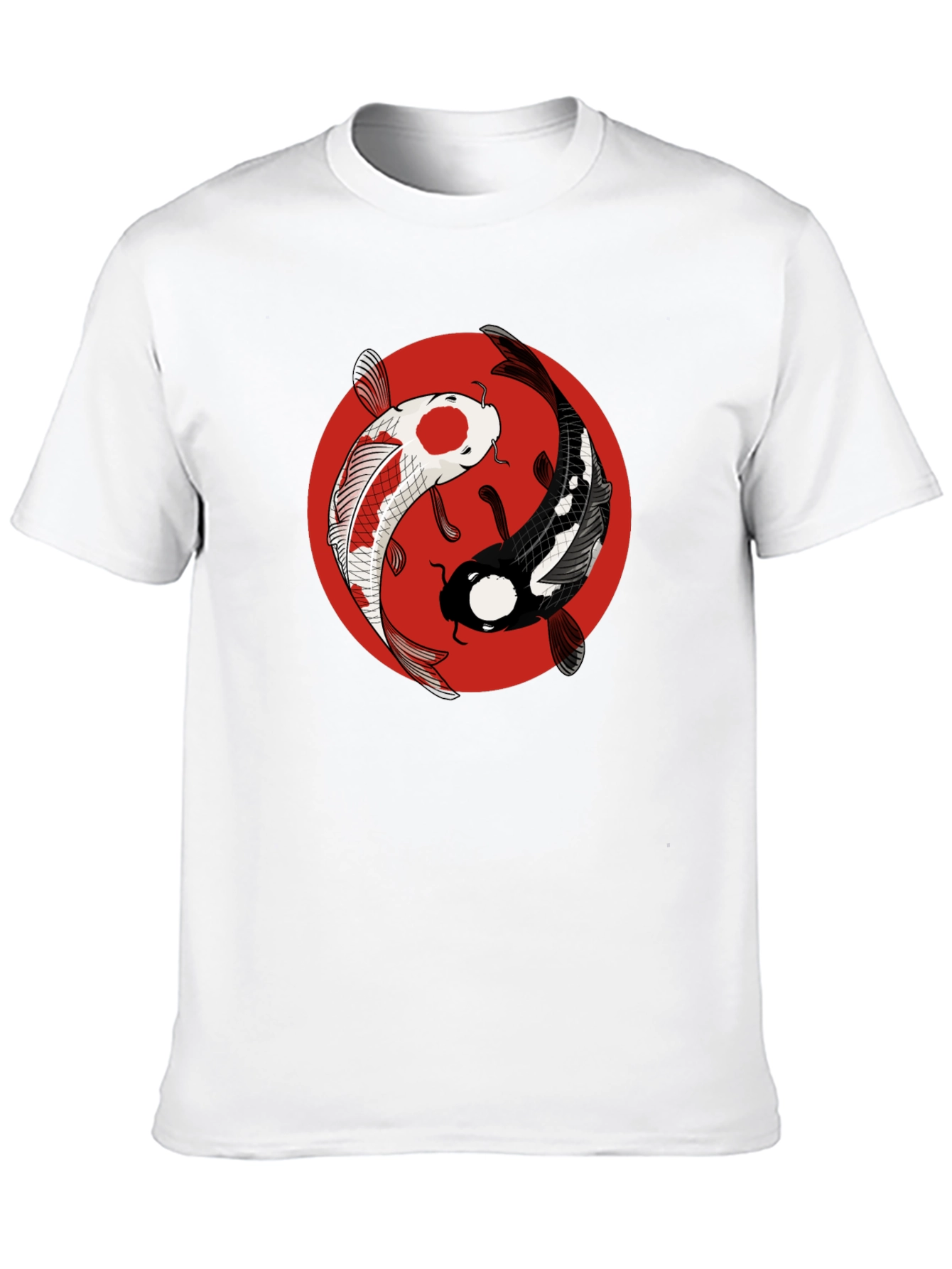 Black Yin Yang Koi Fish Graphic Tee - Black Cotton T-Shirt view 10