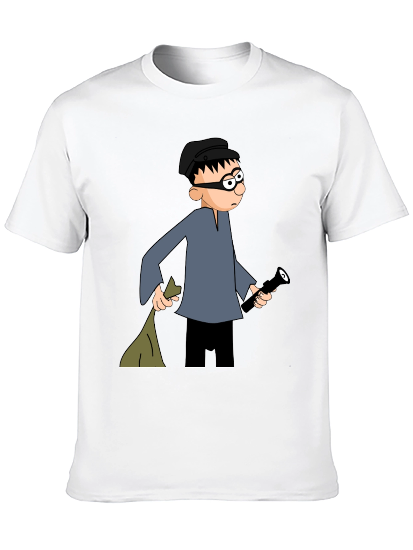 Black Cartoon Burglar Black T-Shirt view 10