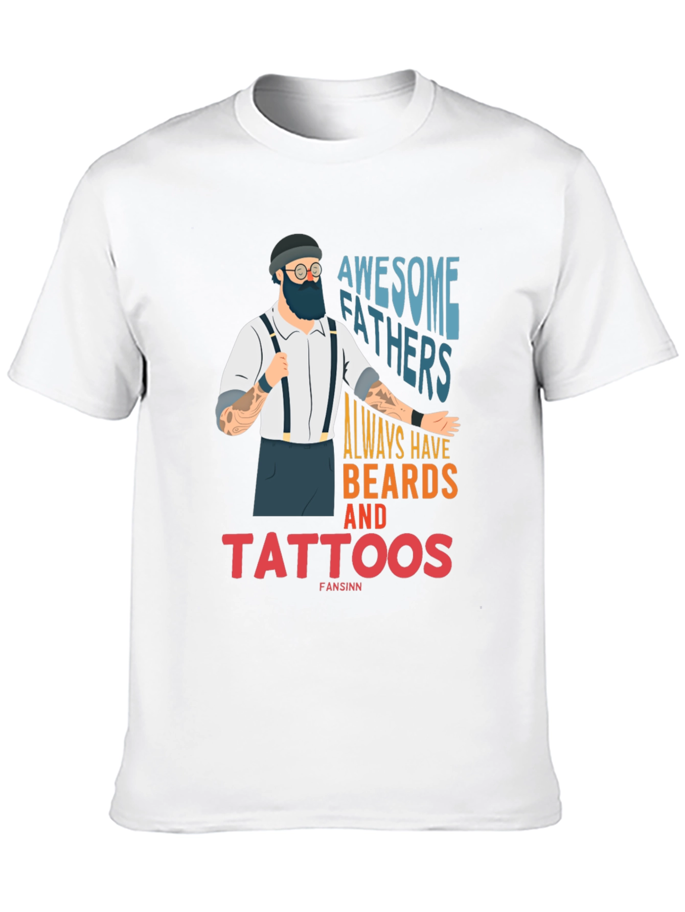 Black Awesome Fathers Beards Tattoos Graphic Tee view 10
