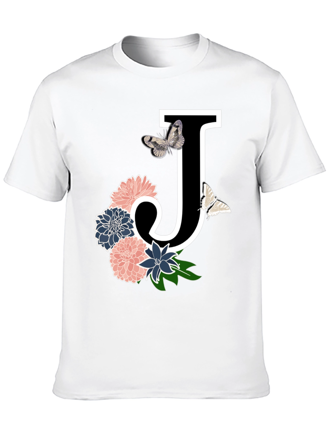 Black Floral Letter J T-Shirt view 10