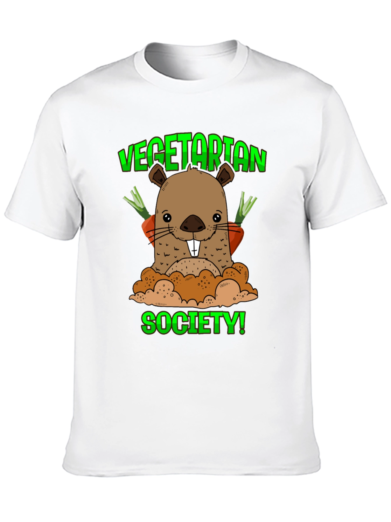 Black Vegetarian Society T-Shirt with Groundhog Graphic view 10