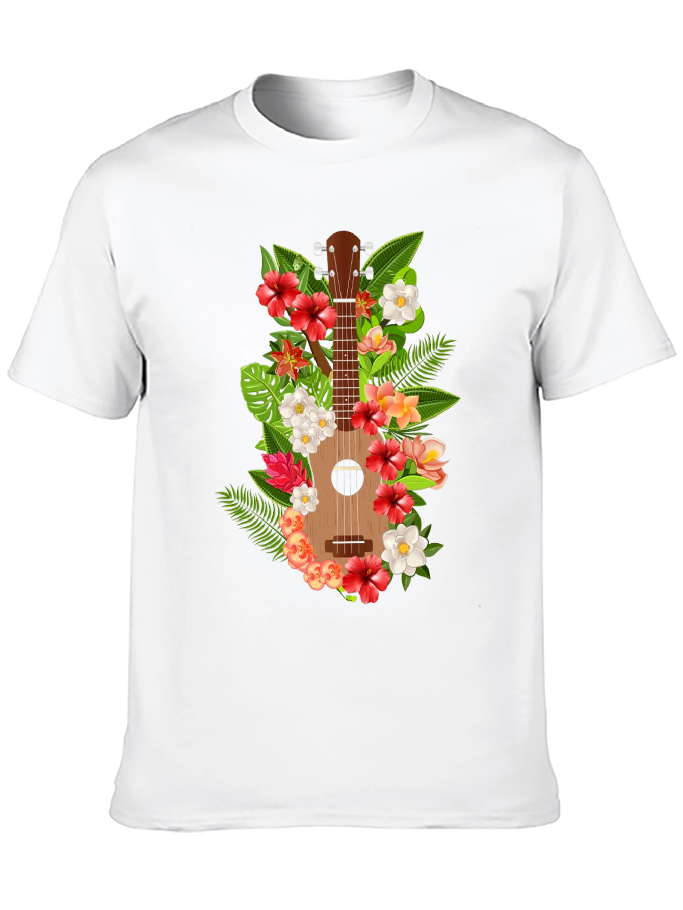 Black Floral Ukulele Black T-Shirt view 10