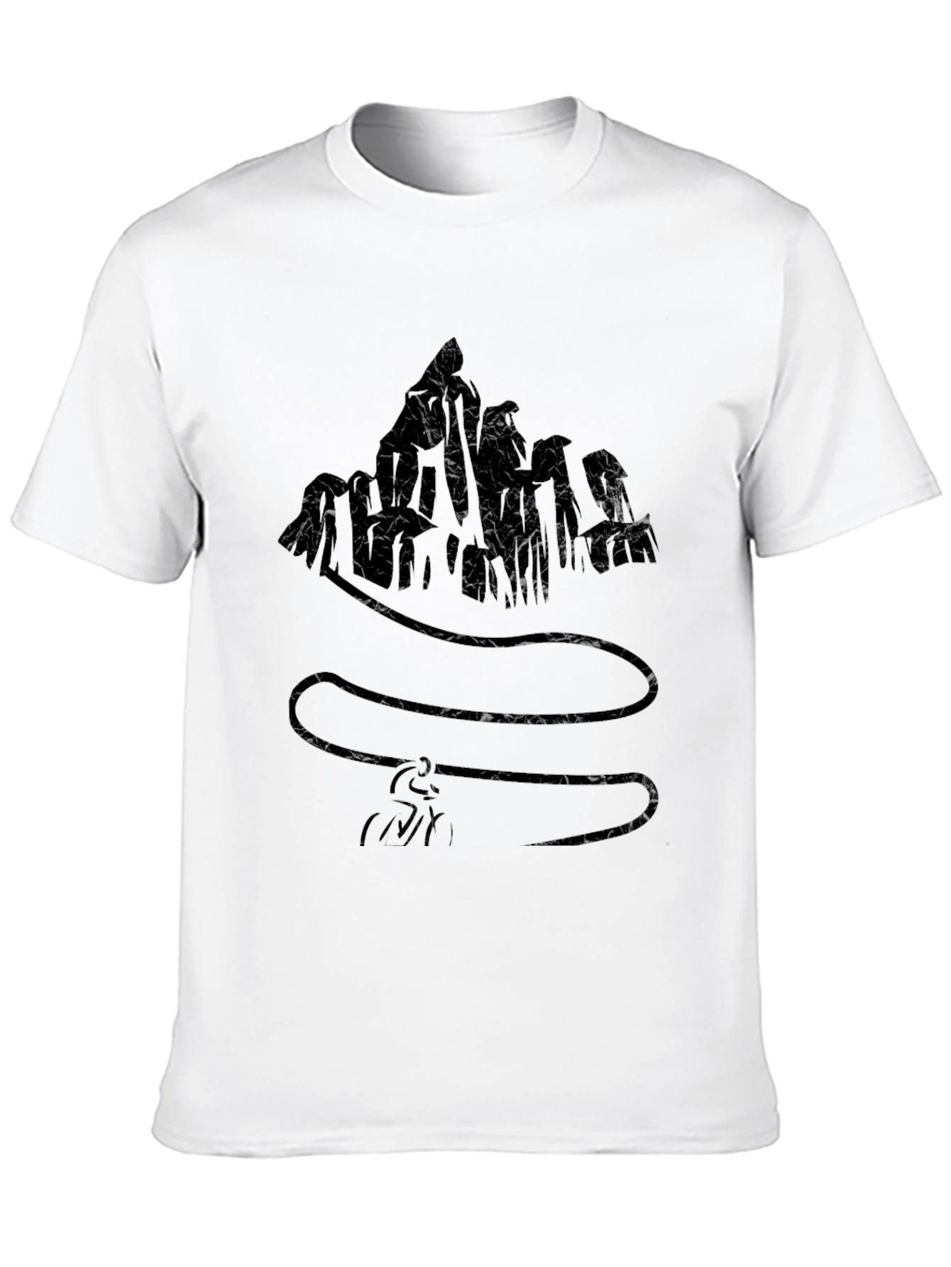 Black Textured Graphic Black T-Shirt view 10