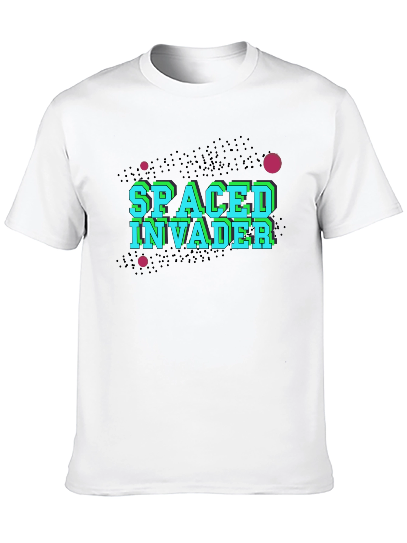 Black Spaced Invader Black T-Shirt - Retro Gaming view 10