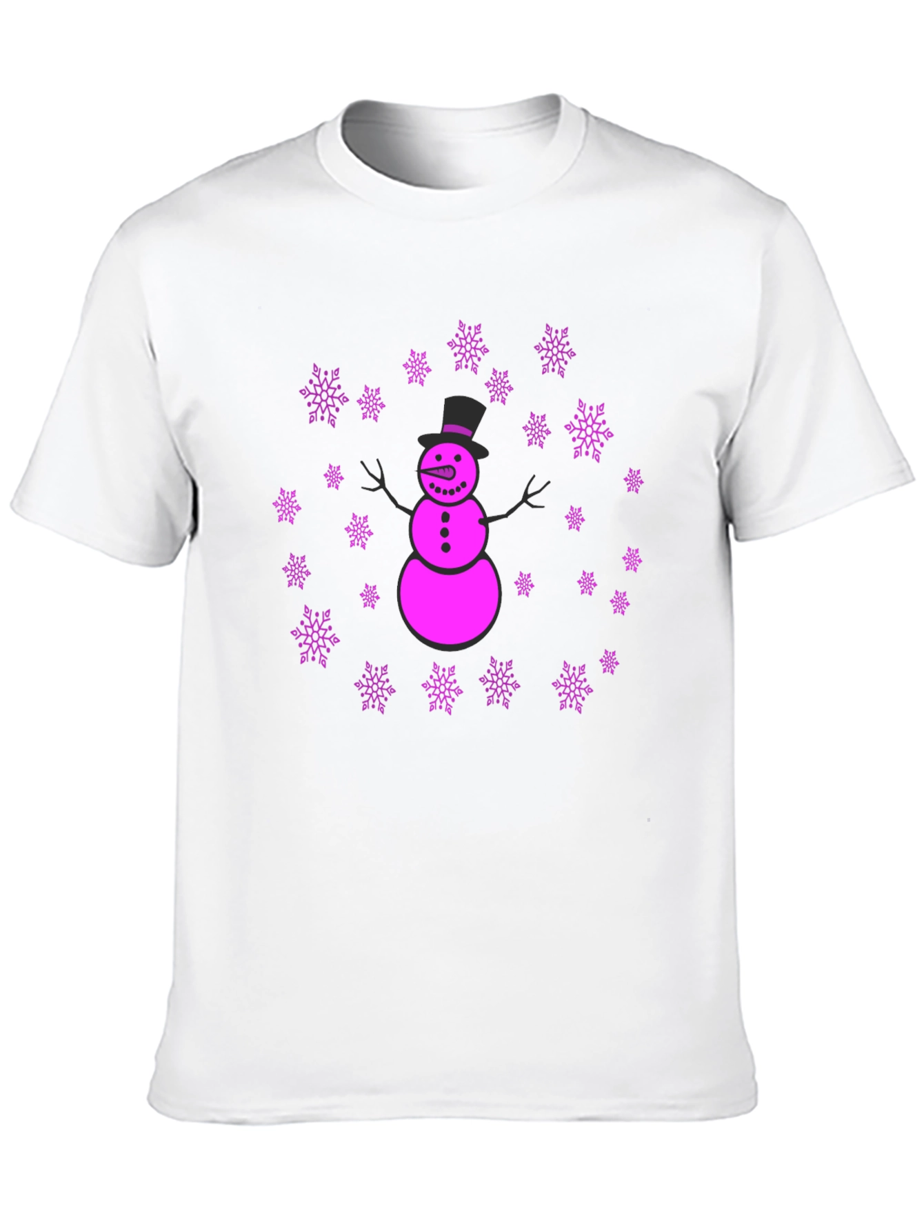 Black Snowman Snowflake Graphic T-Shirt - Fun Winter Holiday Apparel view 10