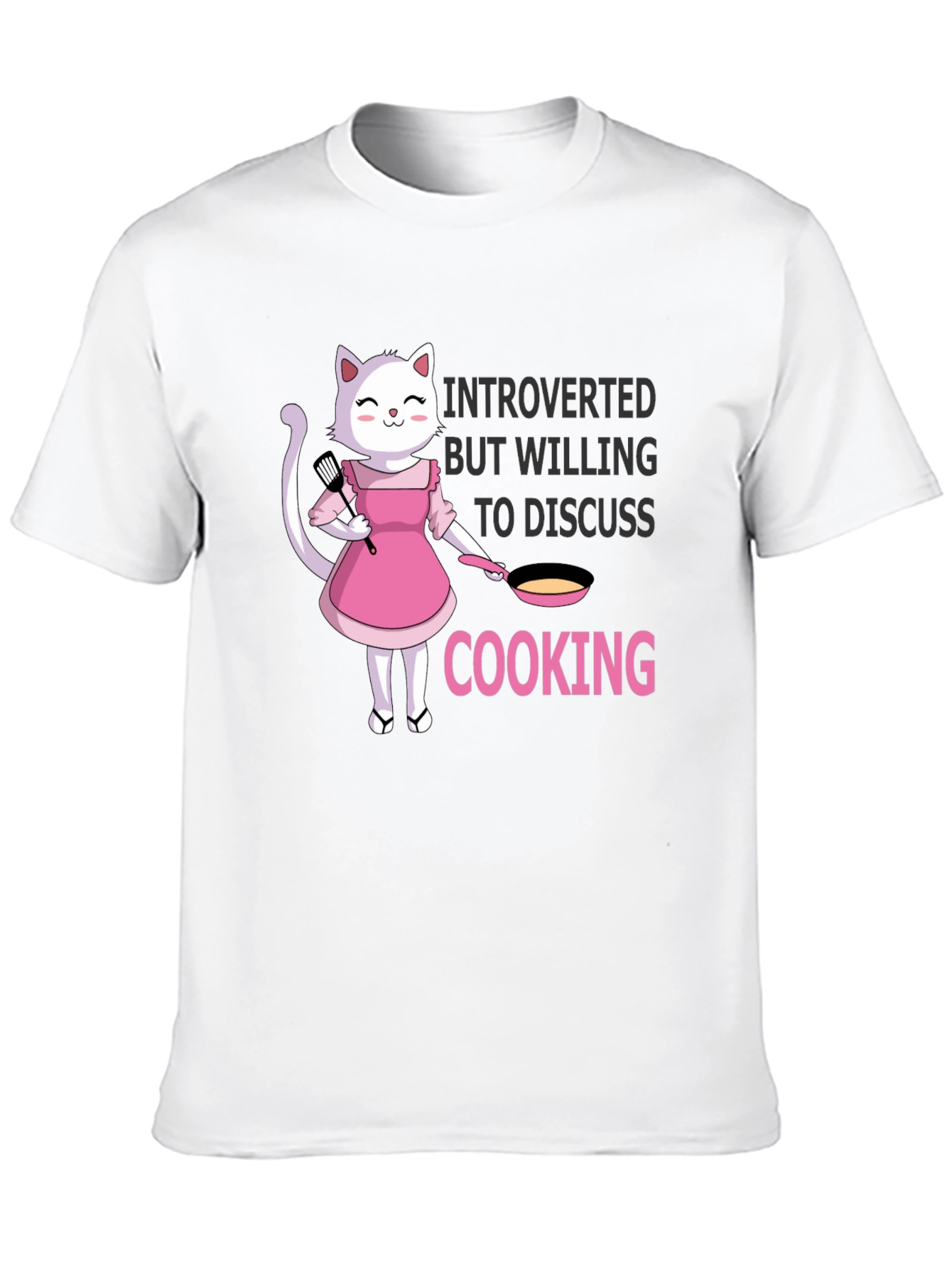 Black Introverted Cooking Cat T-Shirt view 10