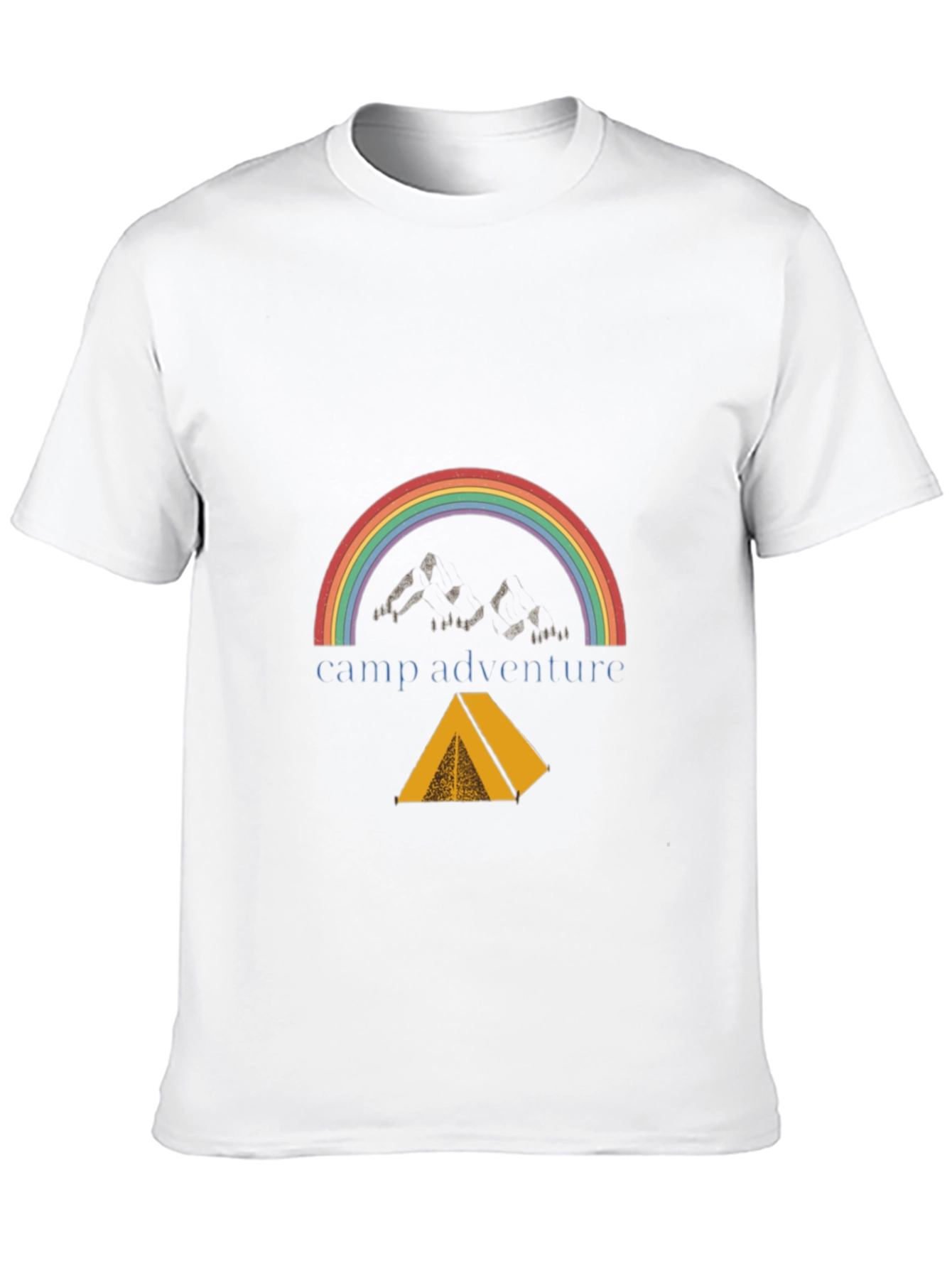 Black Camp Adventure Black T-Shirt, Rainbow Mountain Tent Design view 10
