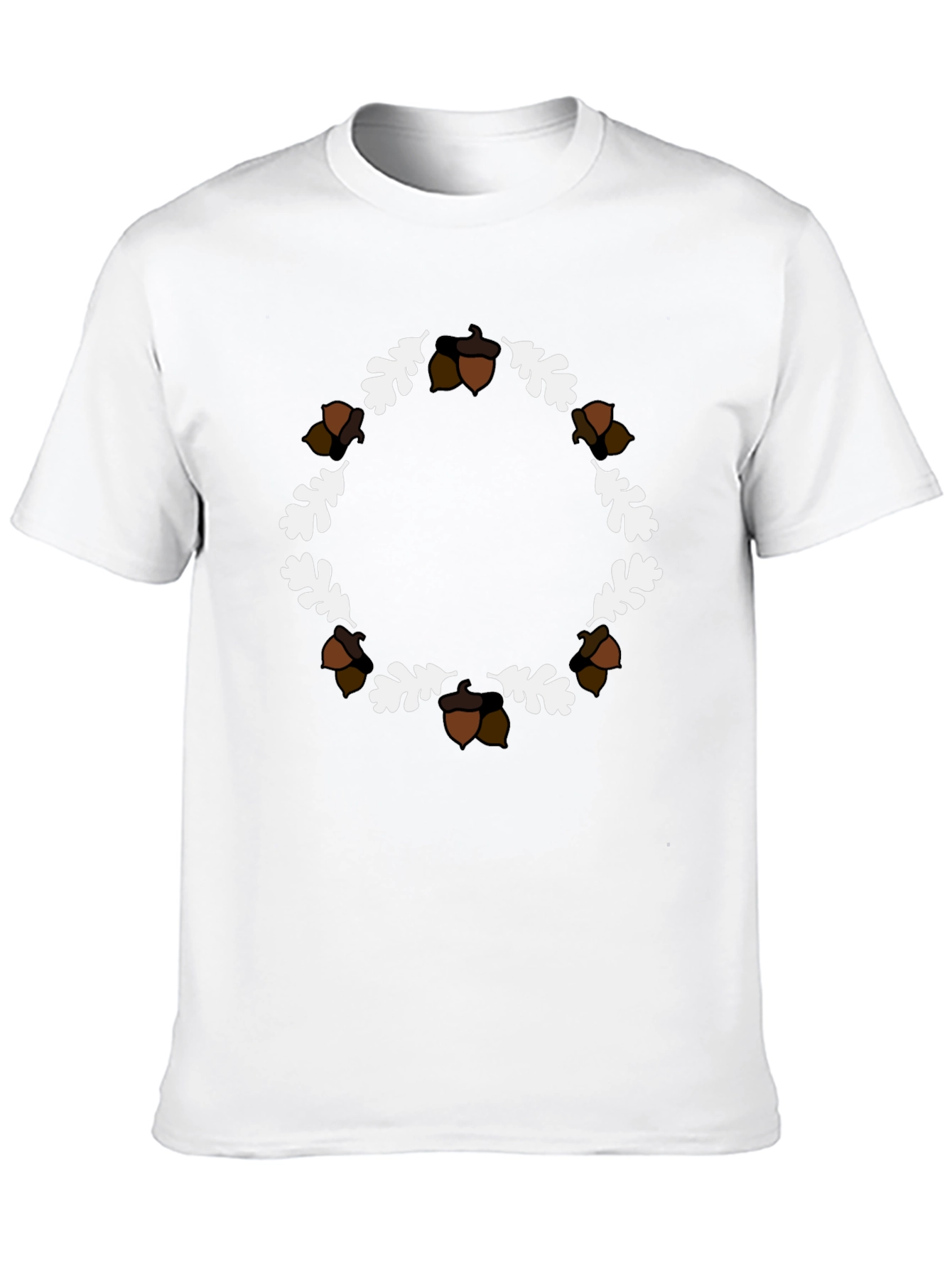 Black Autumn Acorn & Oak Leaf Wreath T-Shirt view 10