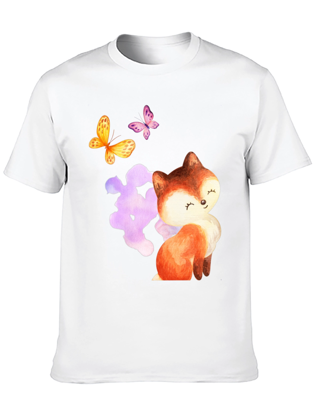 Black Cute Fox & Butterfly Graphic Tee - Stylish Comfort view 10