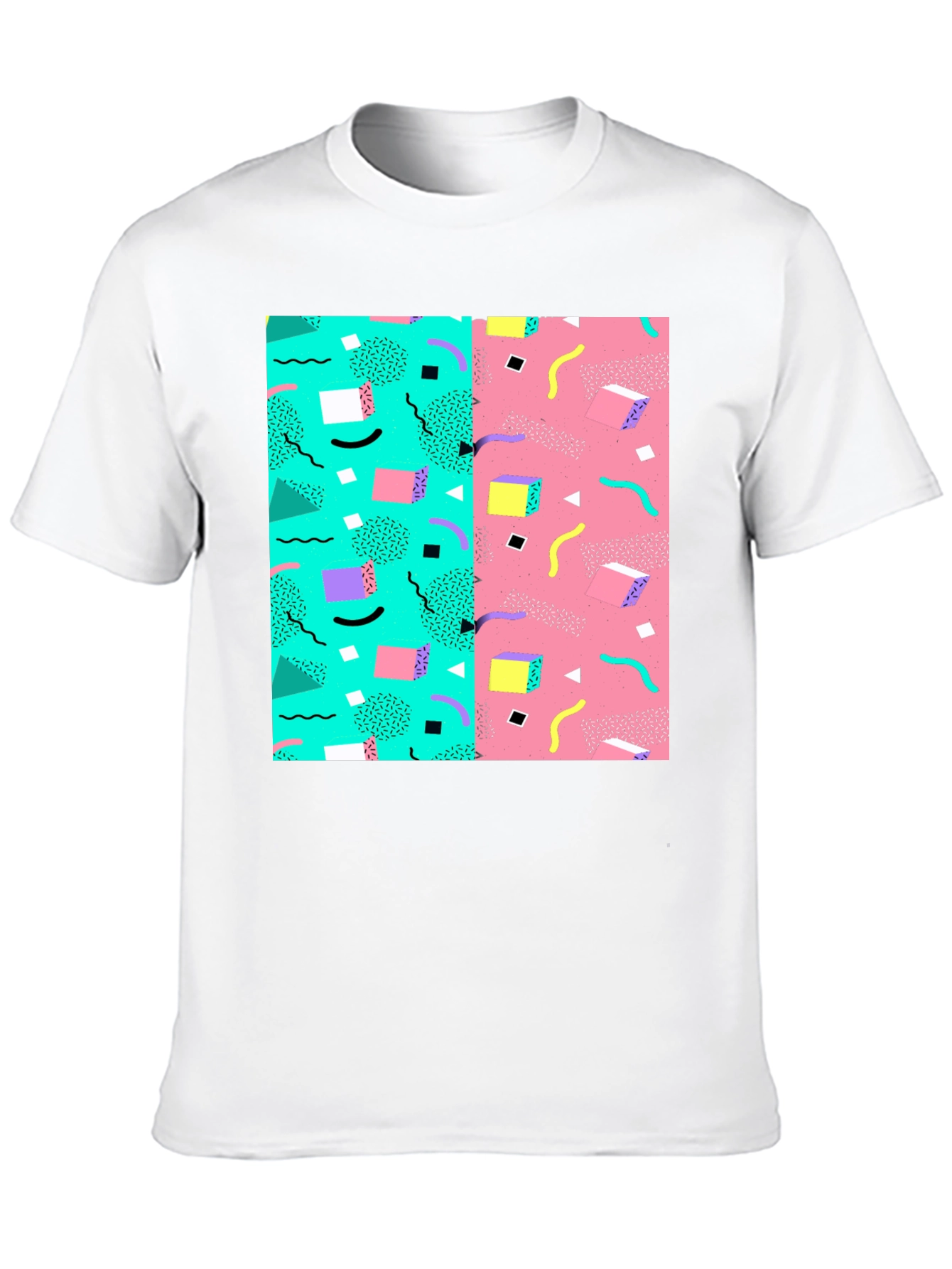 Black Retro 90s Pattern T-Shirt - Black Cotton Tee view 10