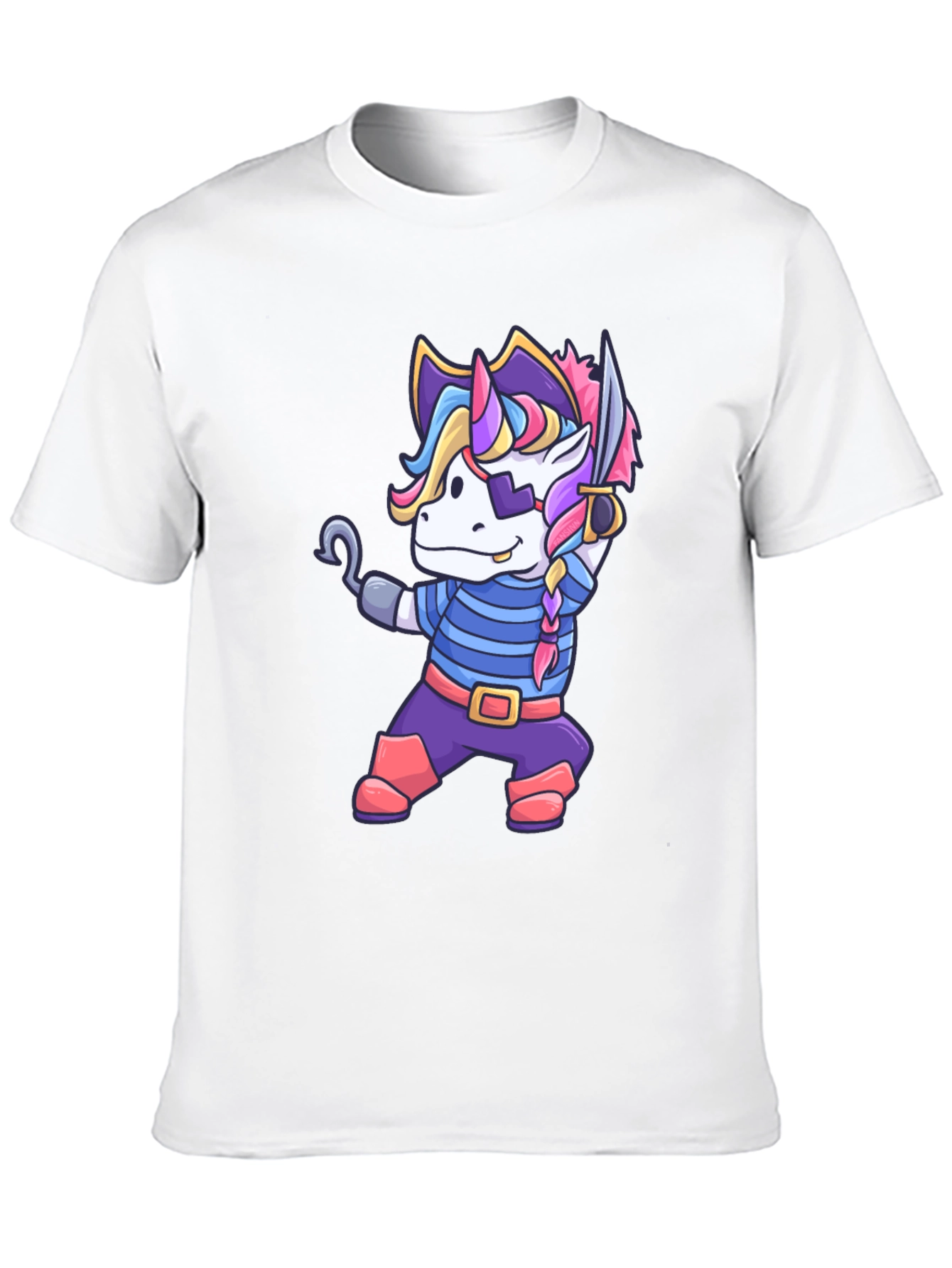 Black Unicorn Pirate T-Shirt - Cartoon Graphic Tee view 10