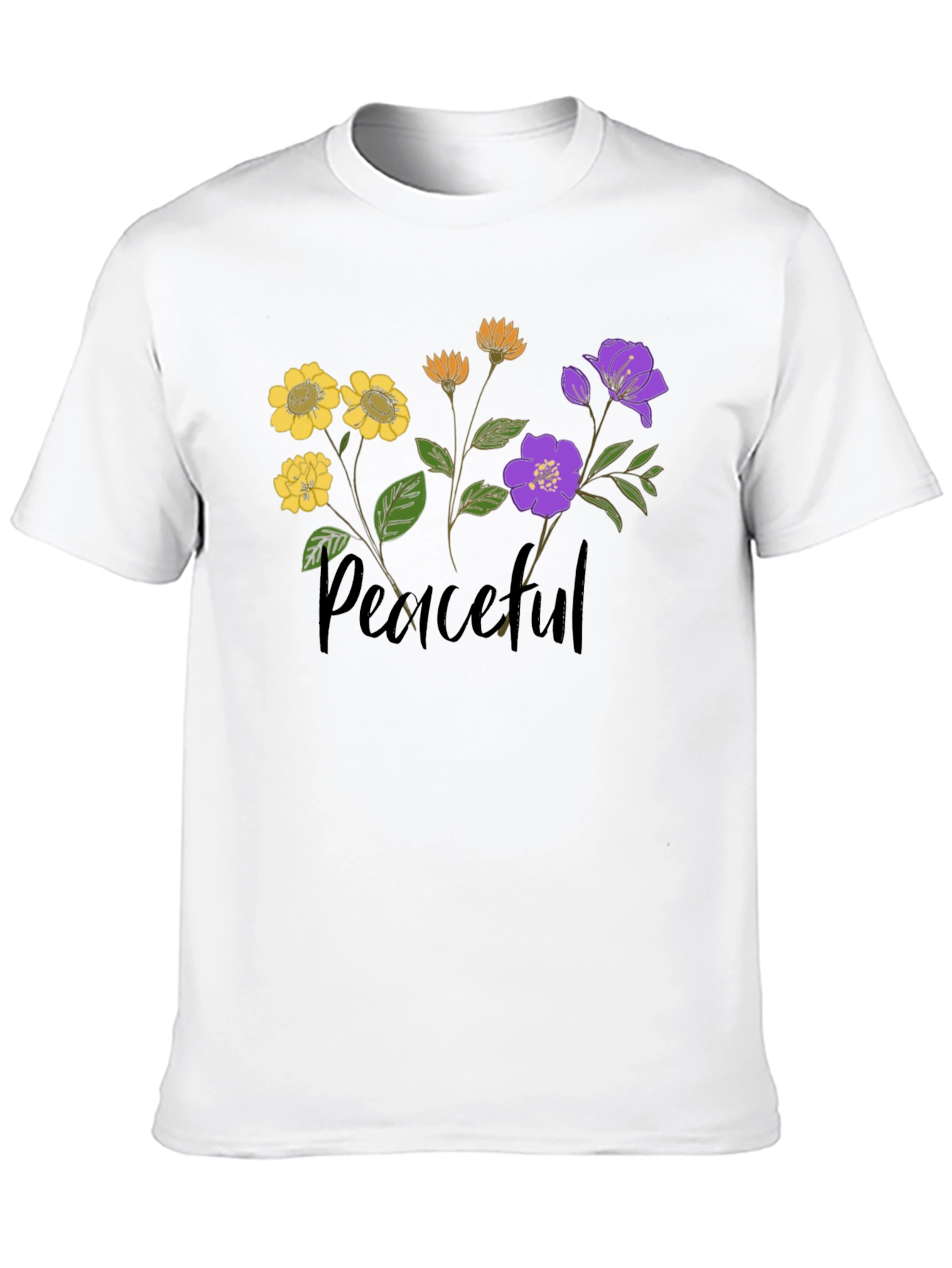 Black Peaceful Flower Graphic Tee view 10