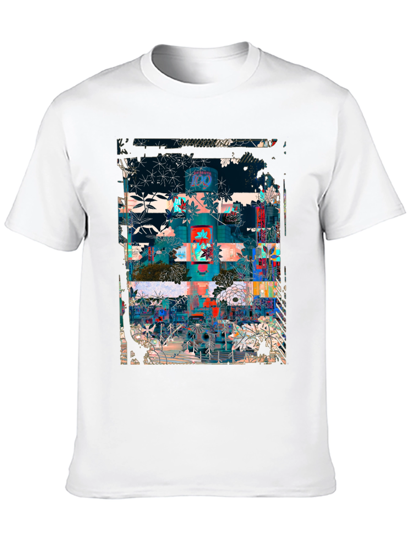 Black Abstract Floral Urban T-Shirt view 10