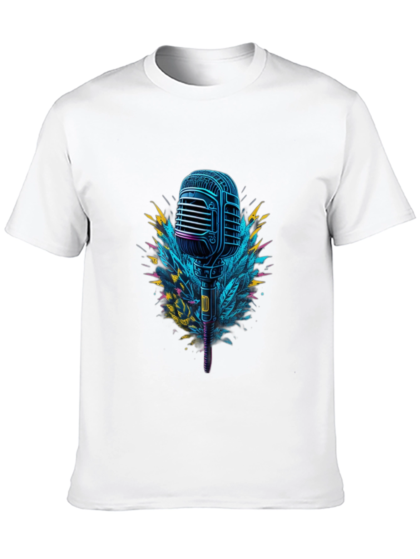 Black Retro Microphone Graphic Tee - Cool Musician Style view 10