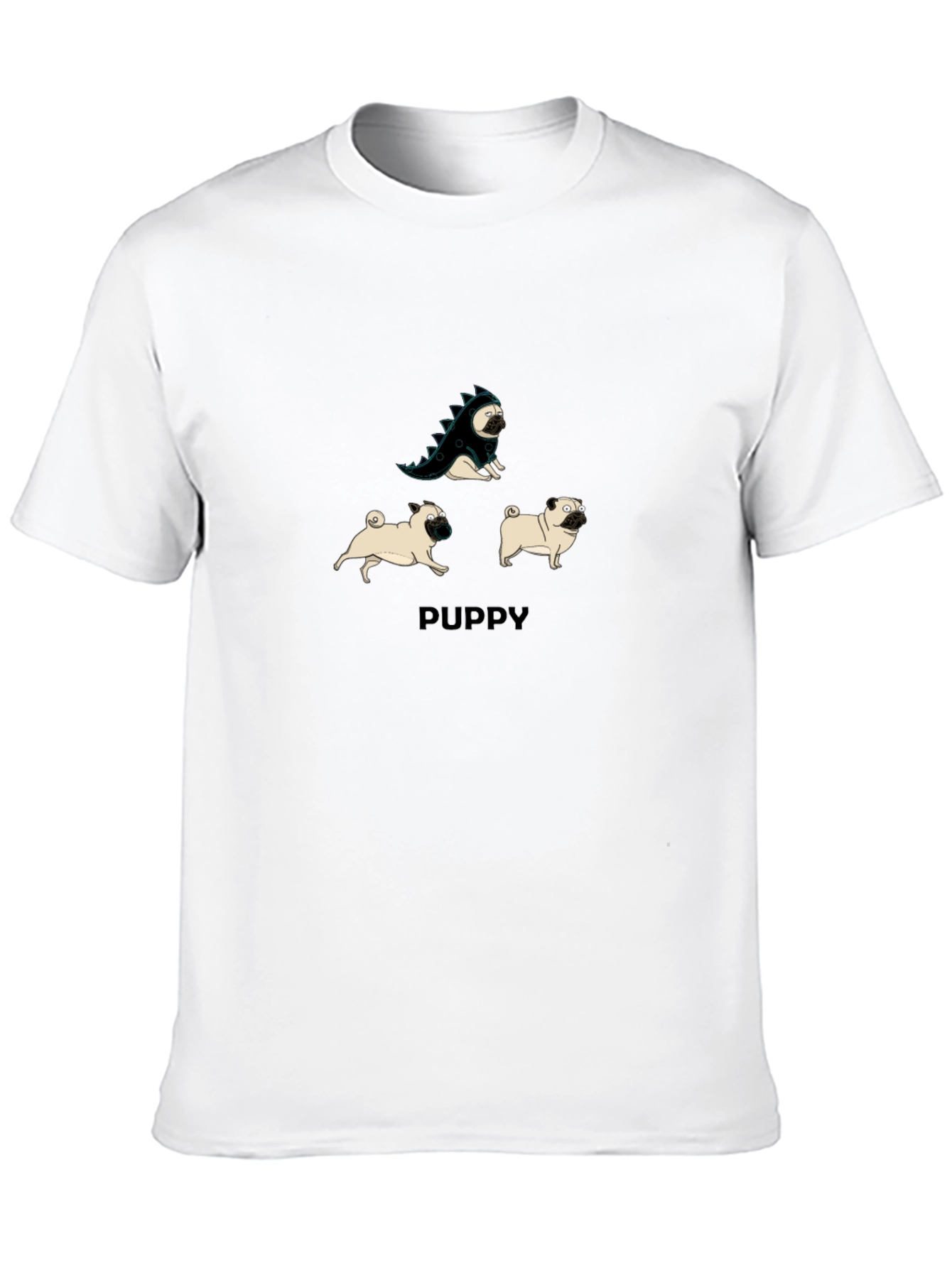 Black Puppy Pug T-Shirt: Dino & Friends Graphic Tee view 10