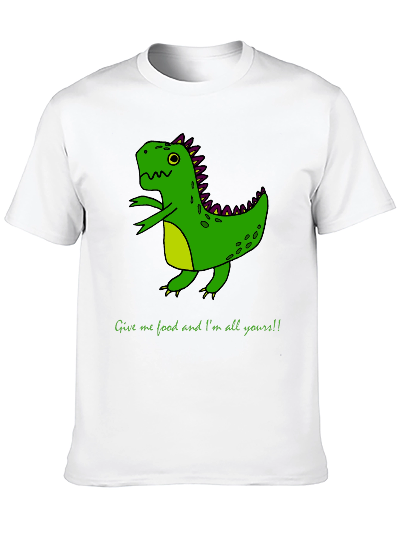 Black Funny Dinosaur Graphic Tee - Give me Food! view 10