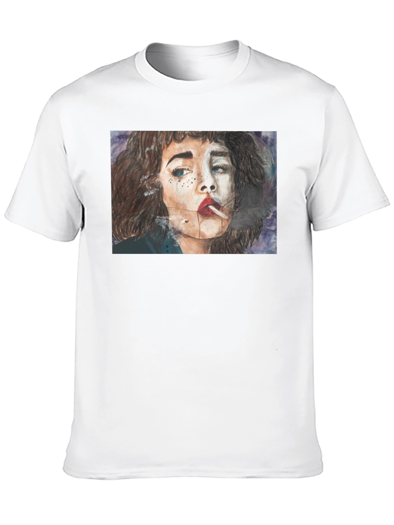 Black Smoking Woman Graphic Tee - Unisex Black T-Shirt view 10