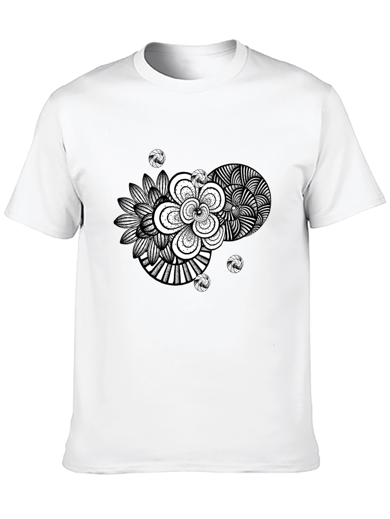 Black Abstract Floral Graphic Black T-Shirt view 10