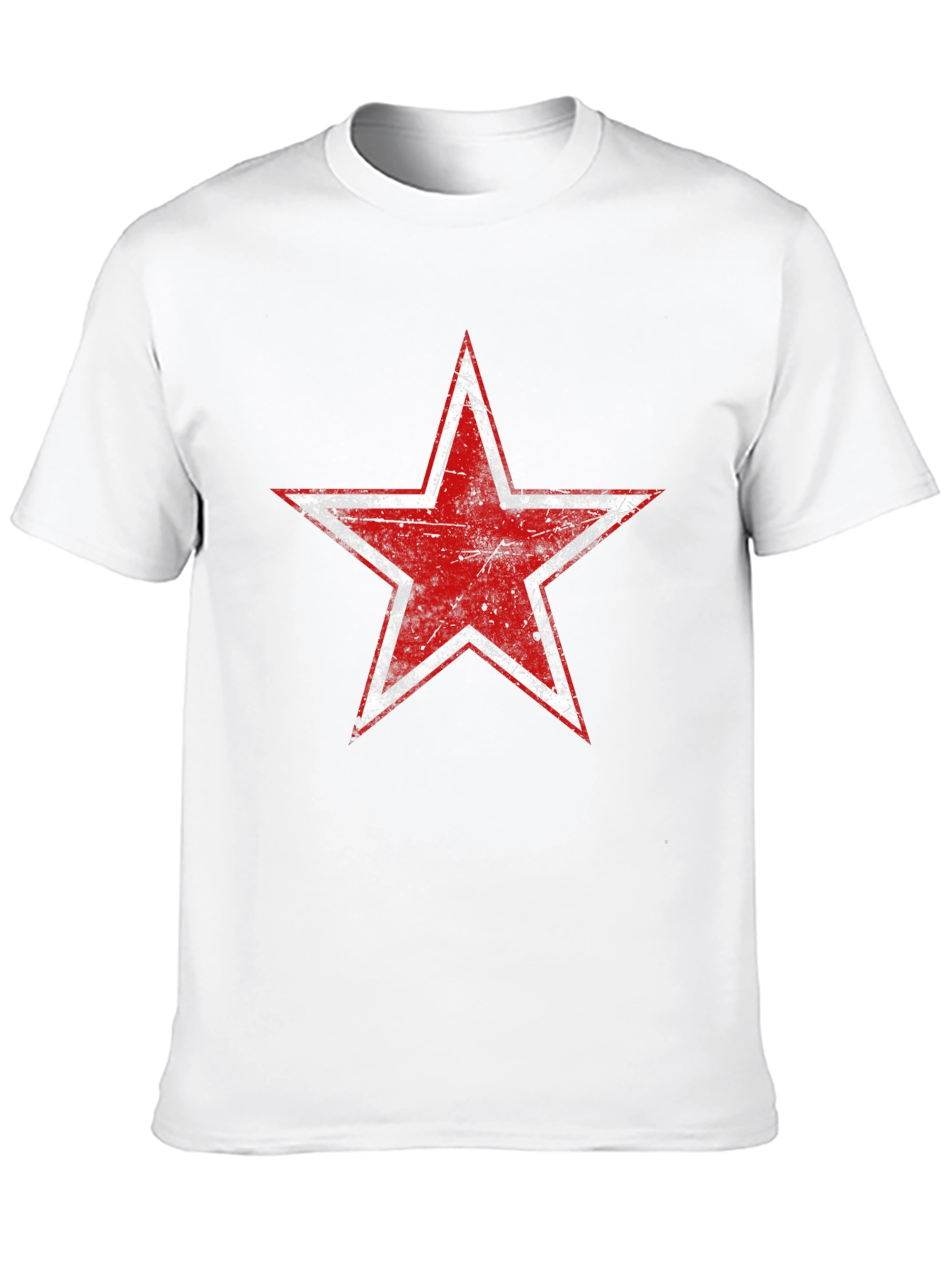Black Distressed Red Star Graphic Black T-Shirt view 10