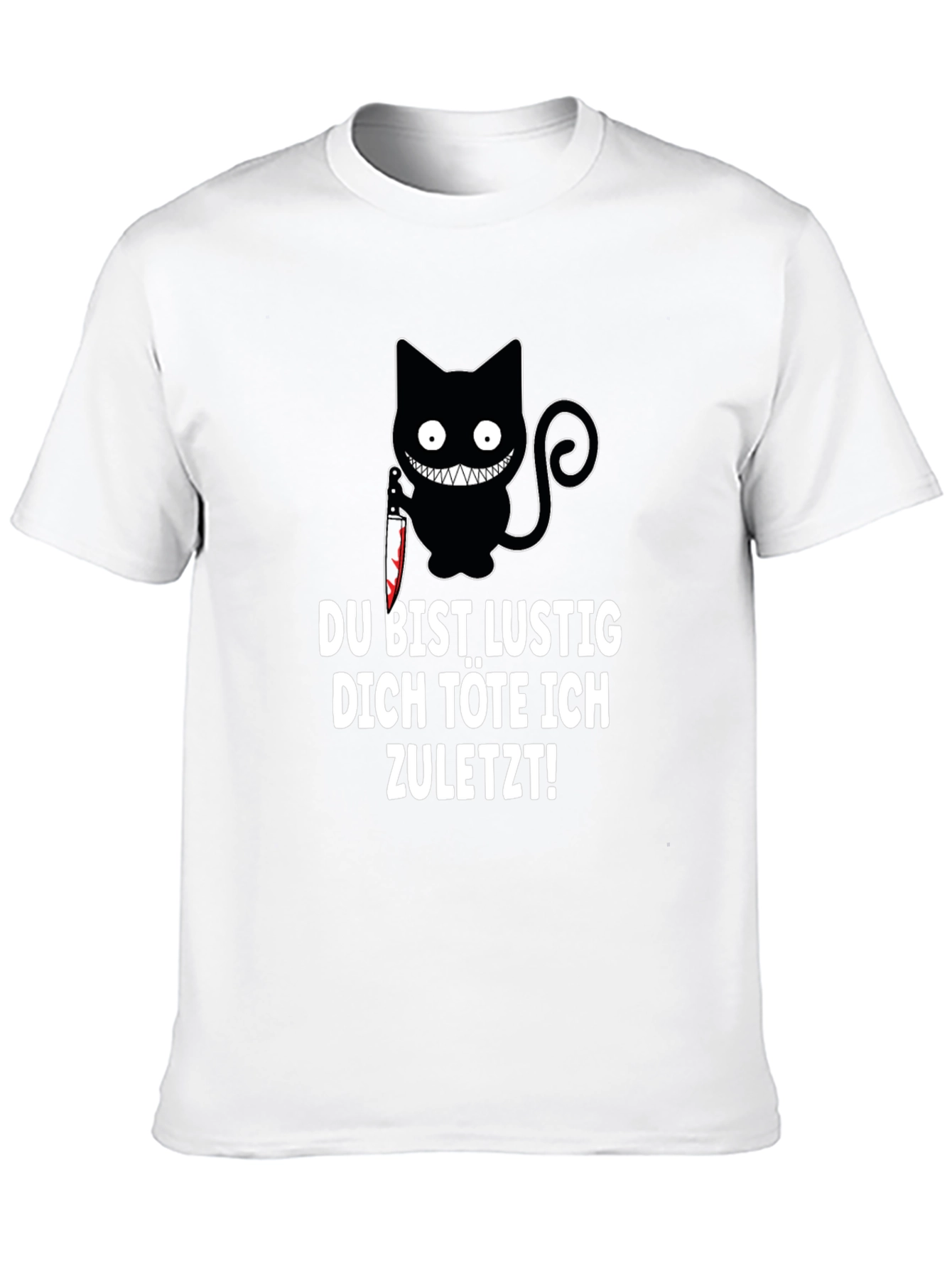 Black Creepy Cat Knife T-Shirt: Du Bist Lustig... view 10