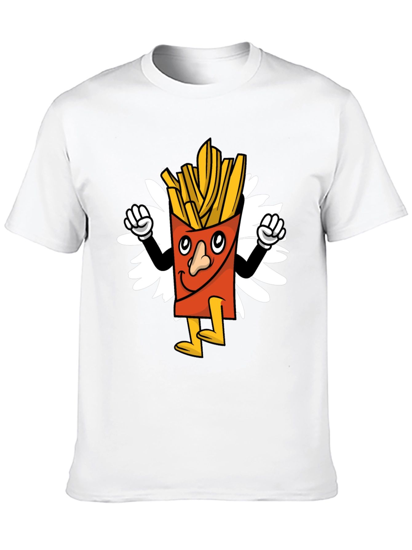 Black Cartoon Fries Graphic Tee - Black Casual T-Shirt view 10