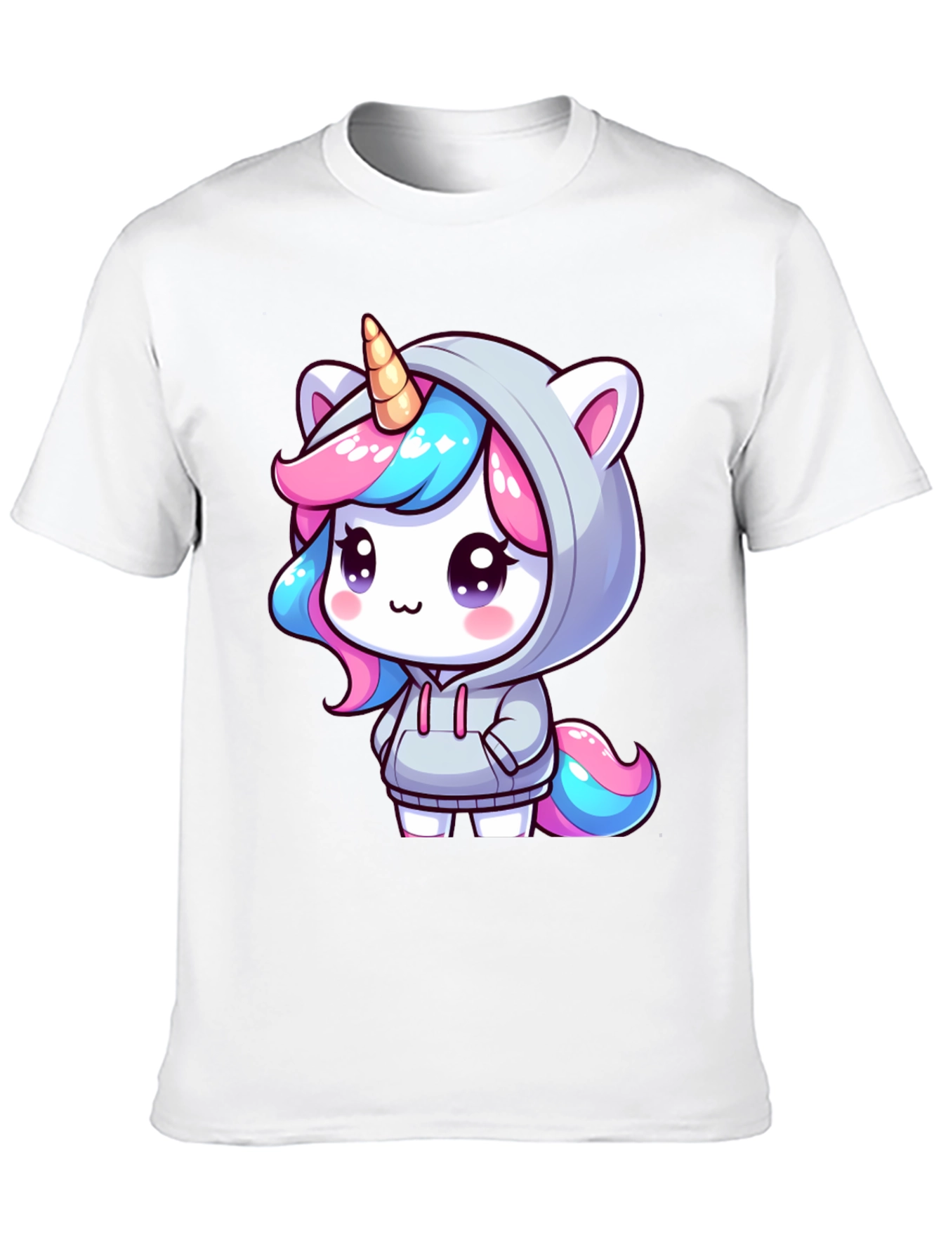 Black Unicorn Hoodie Graphic Tee - Men's Black T-Shirt view 10