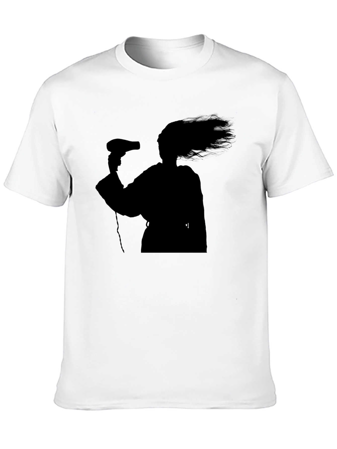 Black Silhouette Hair Dryer T-Shirt - Black Unisex Tee view 10