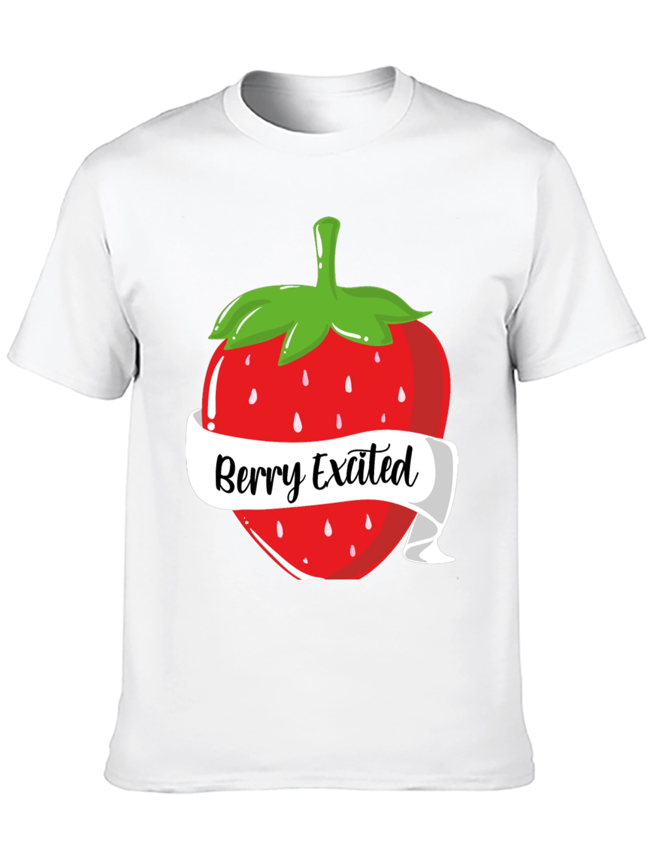 Black Berry Excited T-Shirt: Fun Strawberry Design view 10