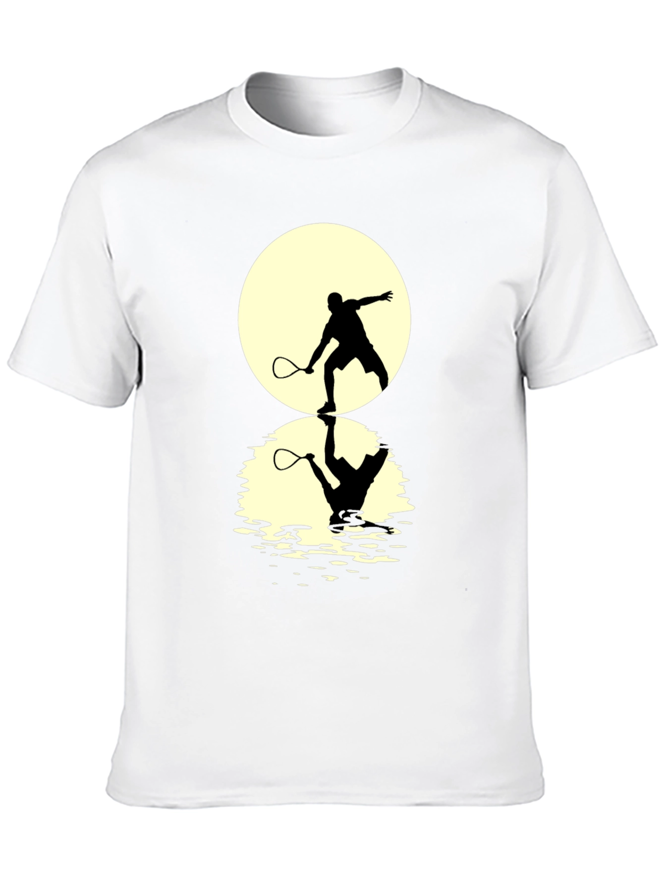 Black Squash Player Moon Reflection Graphic T-Shirt view 10