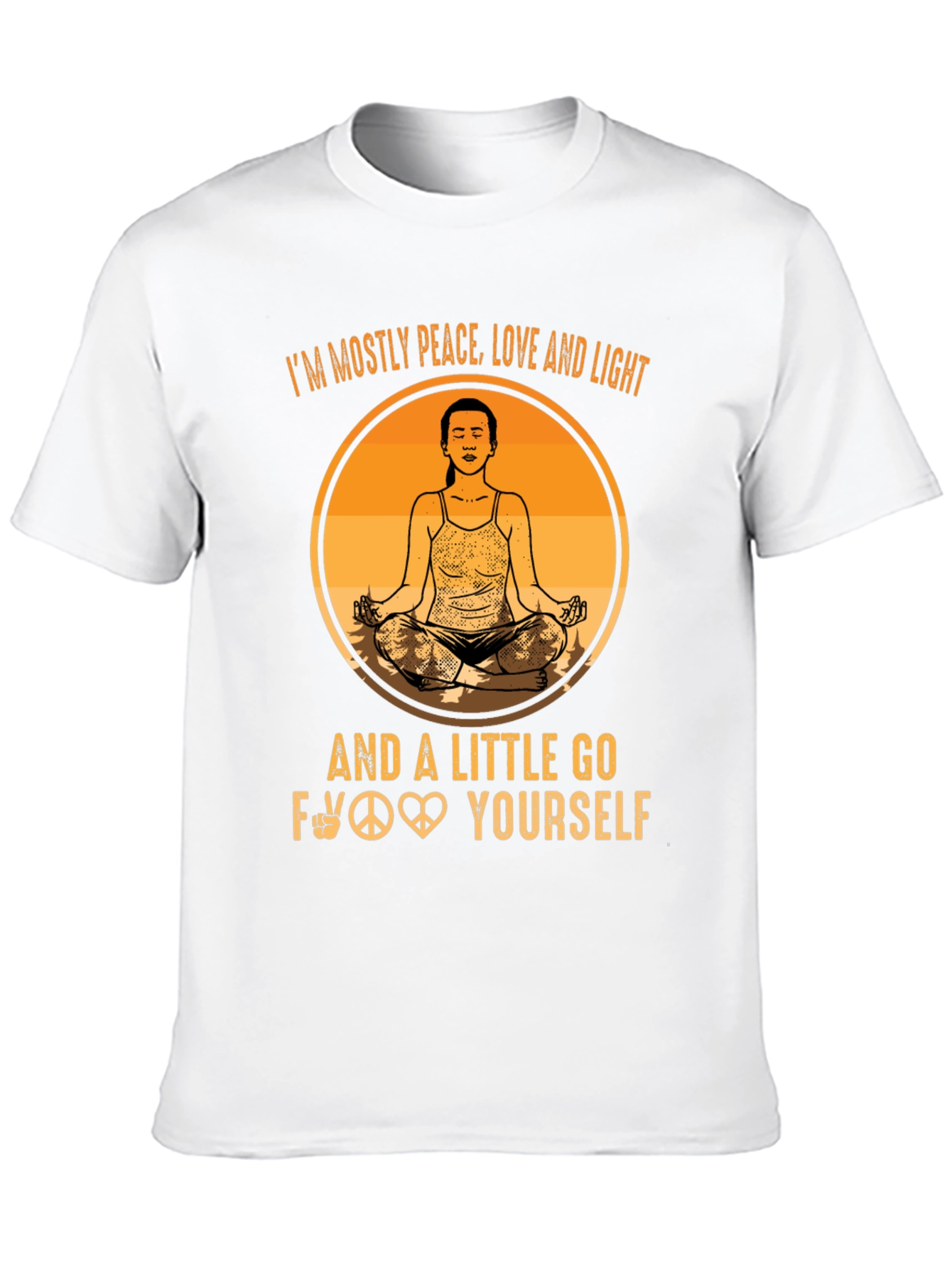 Black Peace Love Light Funny Yoga Graphic Tee view 10