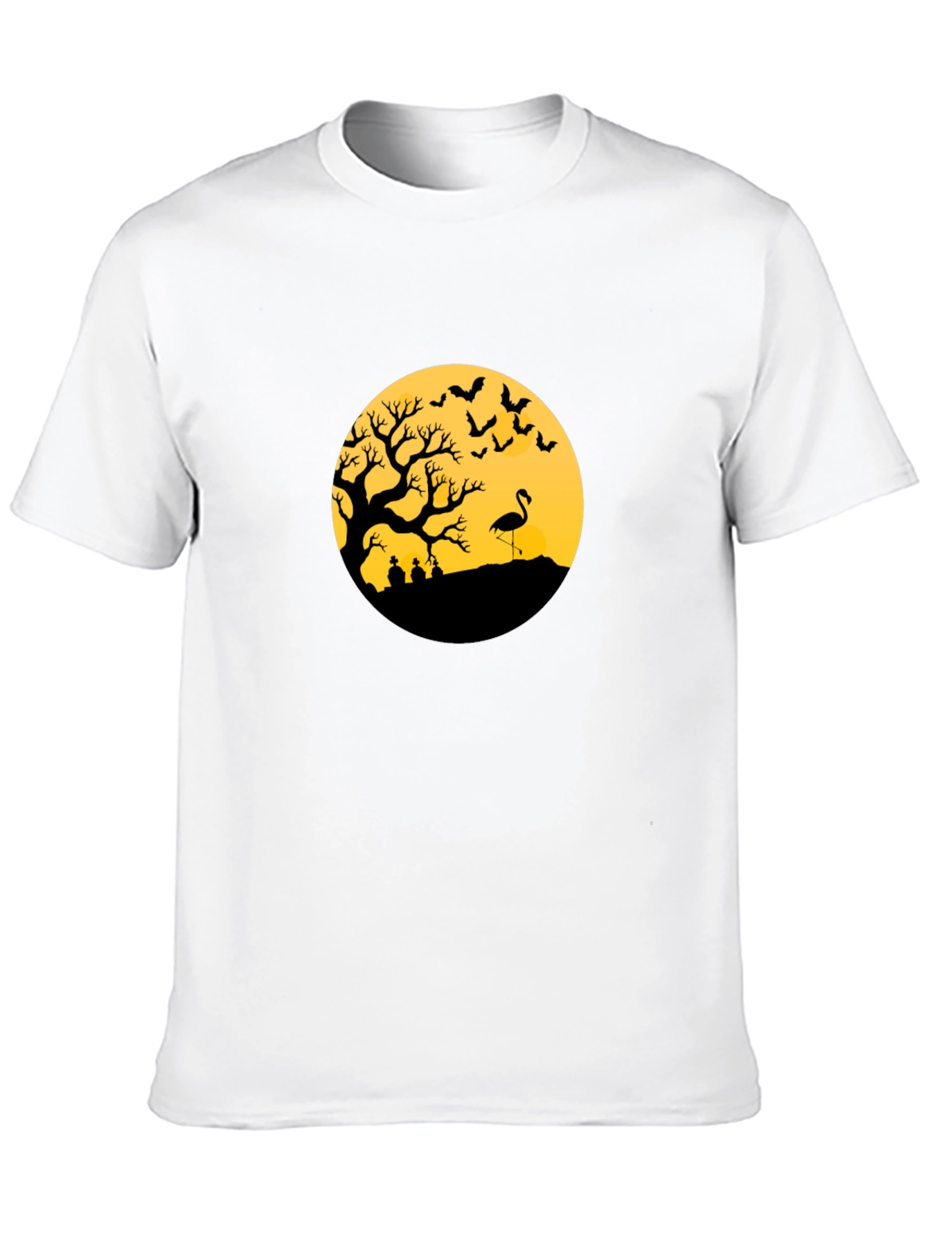 Black Halloween Tree Flamingo Tee view 10