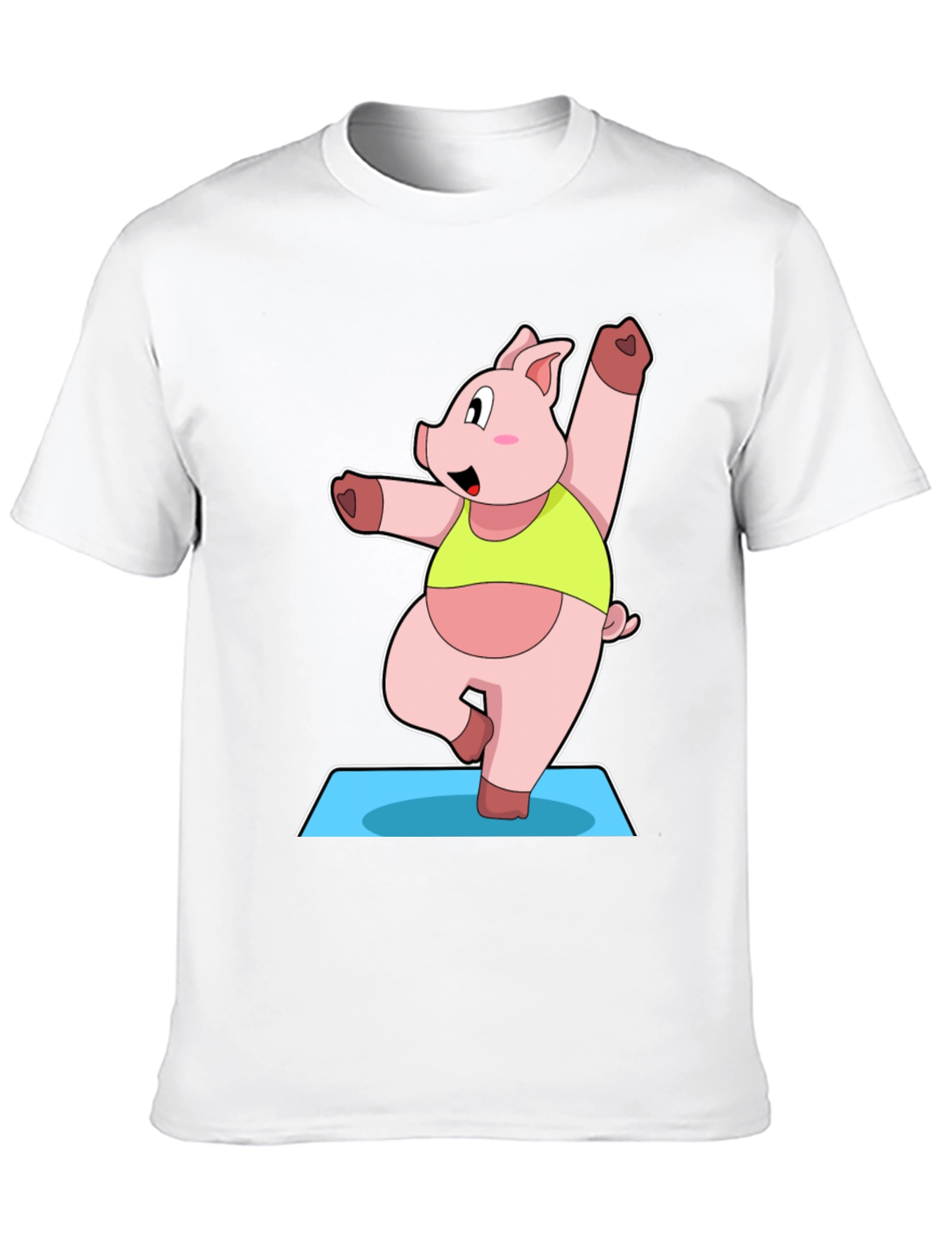 Black Yoga Pig Black T-Shirt - Funny Cartoon Animal Tee view 10