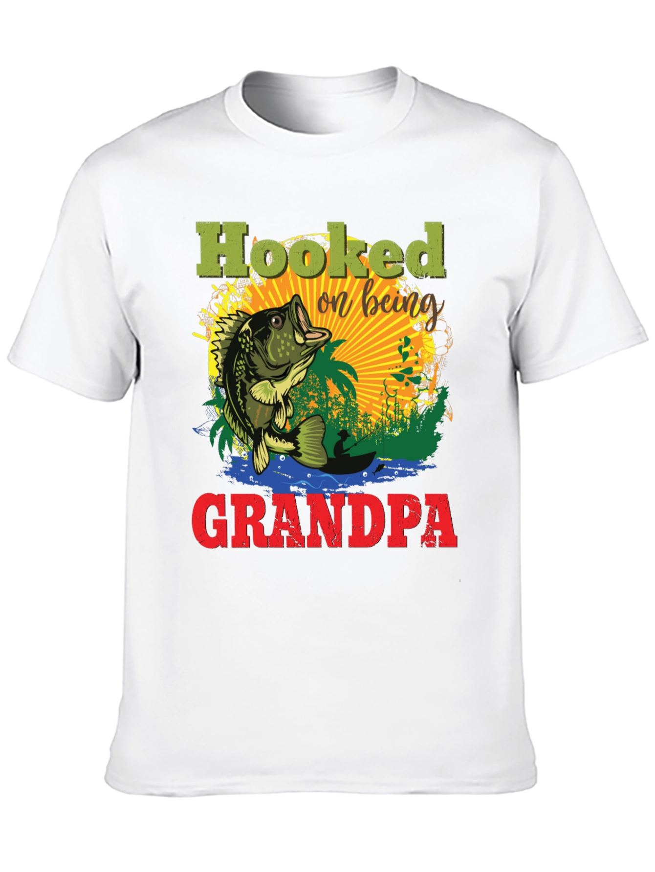 Black Hooked on Being Grandpa Fishing T-Shirt view 10
