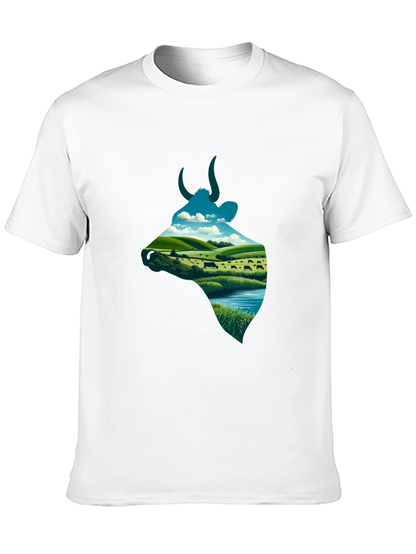 Black Cow Landscape Graphic Tee - Unique Men's Shirt view 10