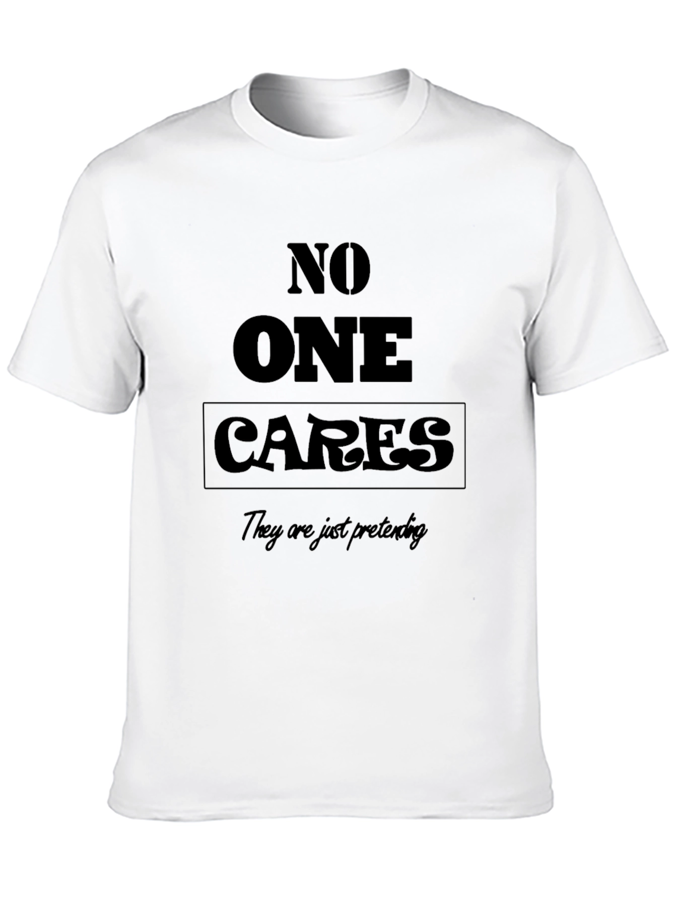 Black No One Cares Funny Sarcastic Black T-Shirt view 10